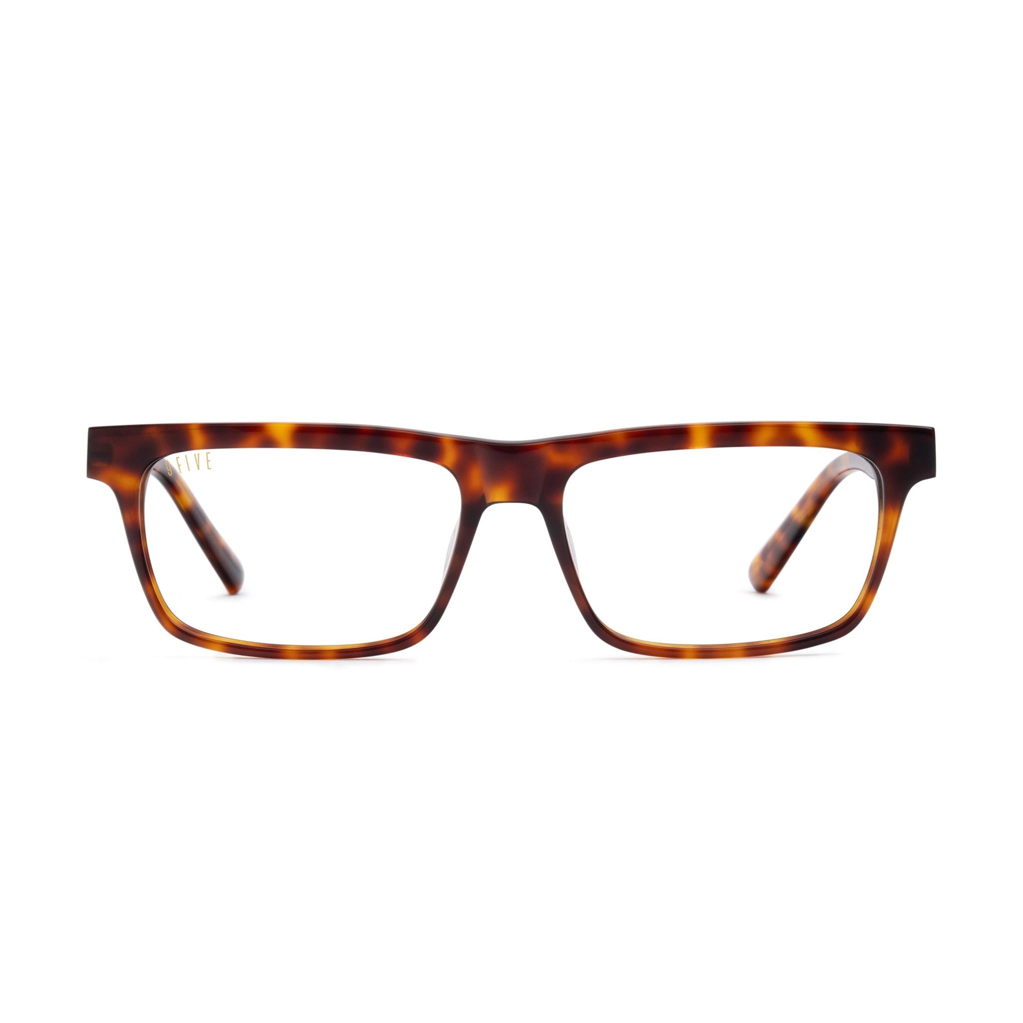 9FIVE Cove Tortoise Clear Lens Glasses — XL front [g:all s:xl o:1]