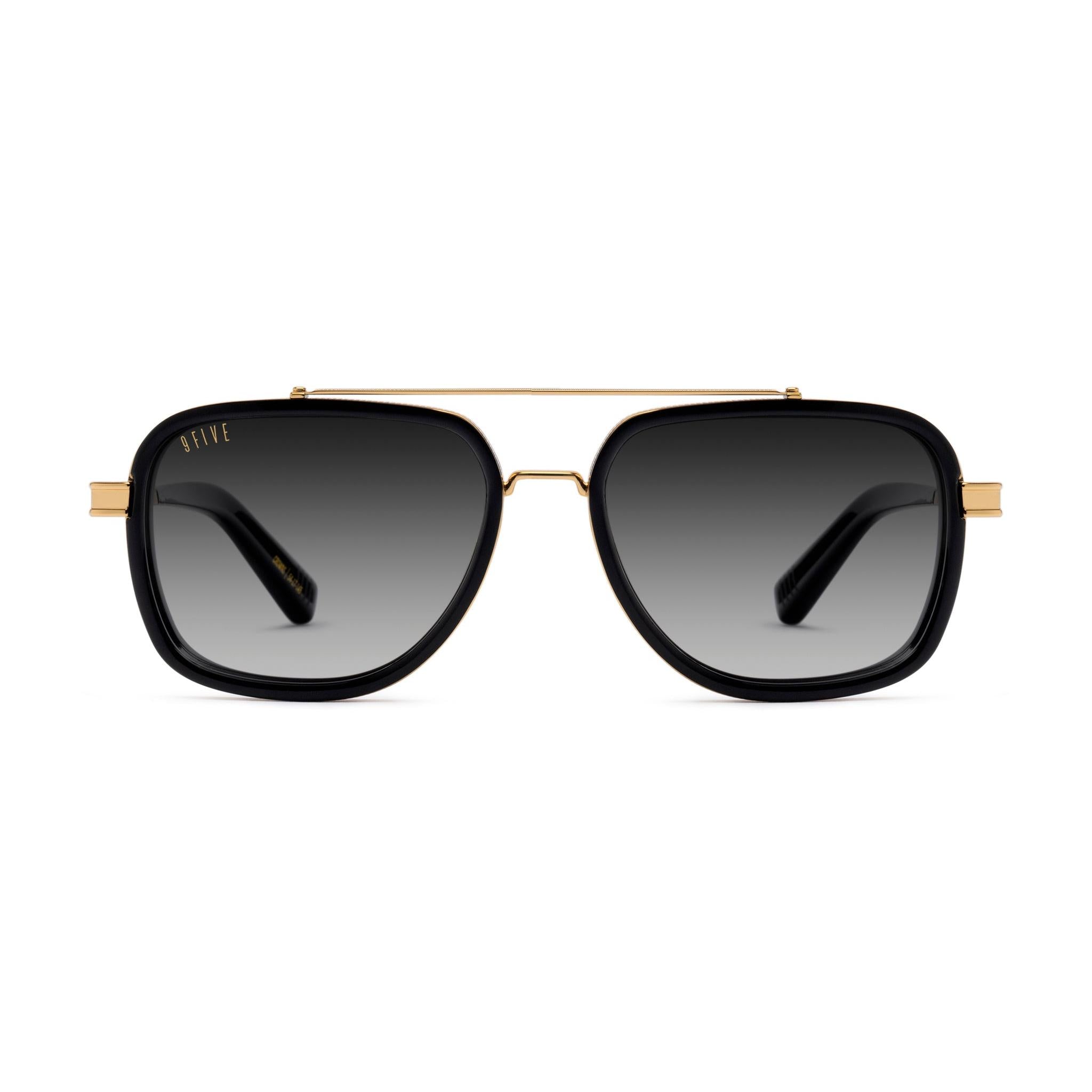 9FIVE Crowns Black Gradient & 24K Gold Sunglasses — front [g:black-gradient s:all o:1]