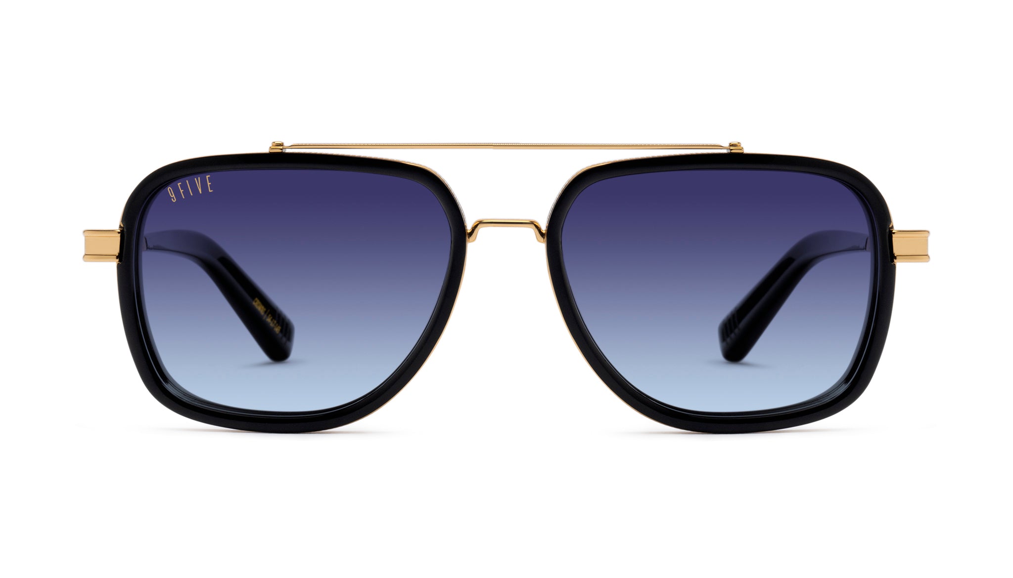 9FIVE Crowns Black & 24K Gold - Midnight Blue Gradient Sunglasses