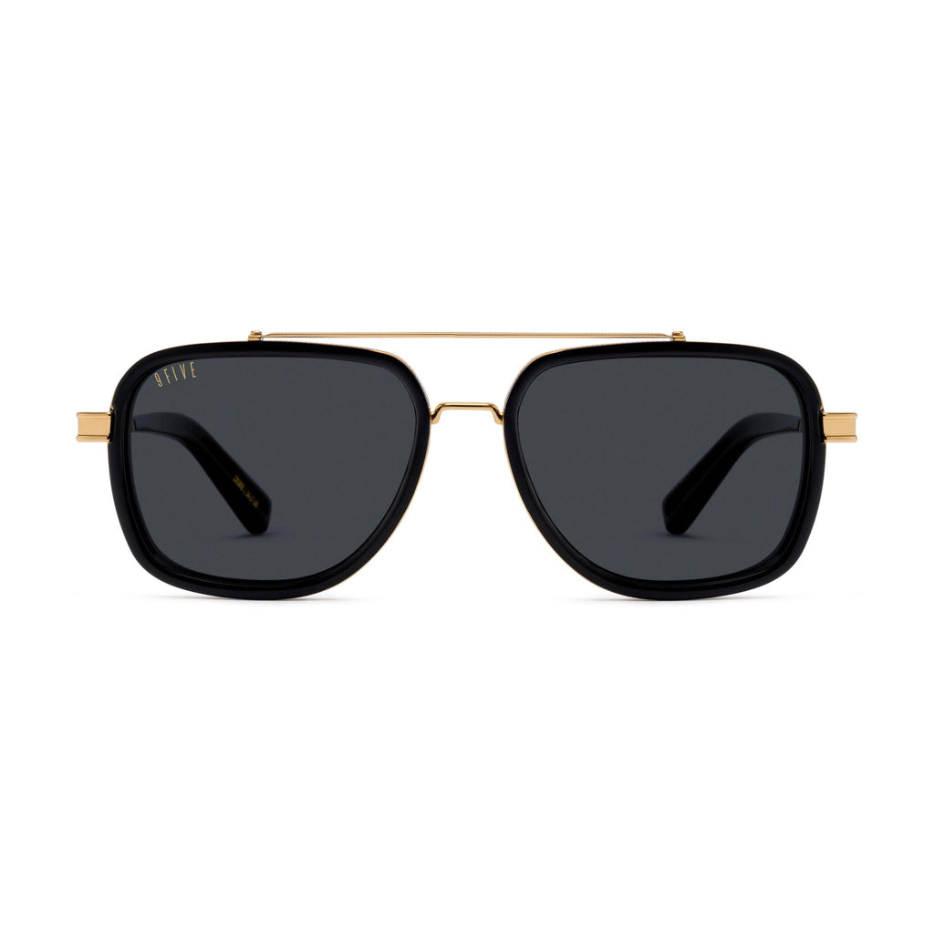 9FIVE Crowns Black & 24K Gold Sunglasses — front [g:black s:all o:1]