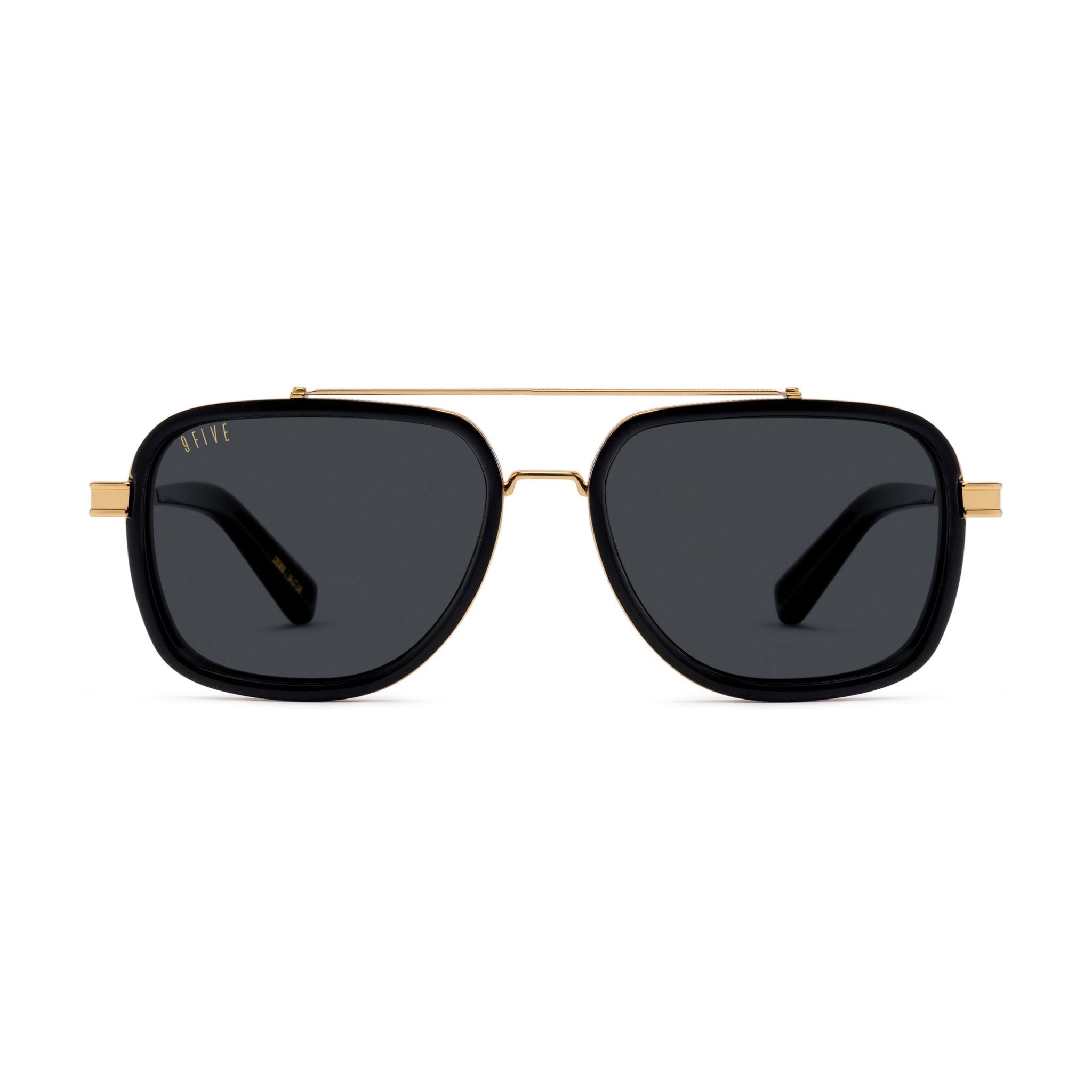 9FIVE Crowns Black & 24K Gold Sunglasses — front [g:black s:all o:1]