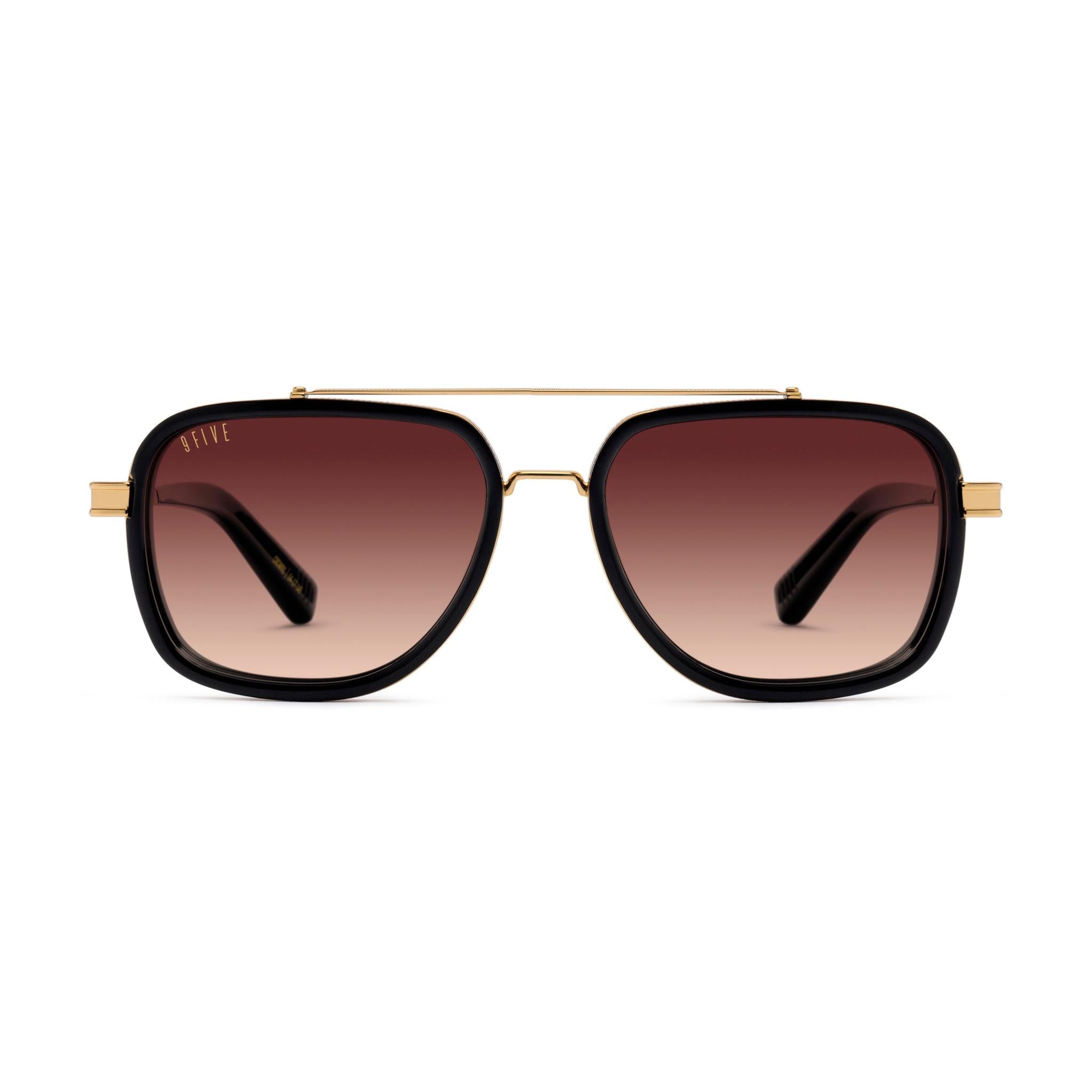 9FIVE Crowns Rum Gradient & 24K Gold Sunglasses — front [g:rum-gradient s:all o:1]