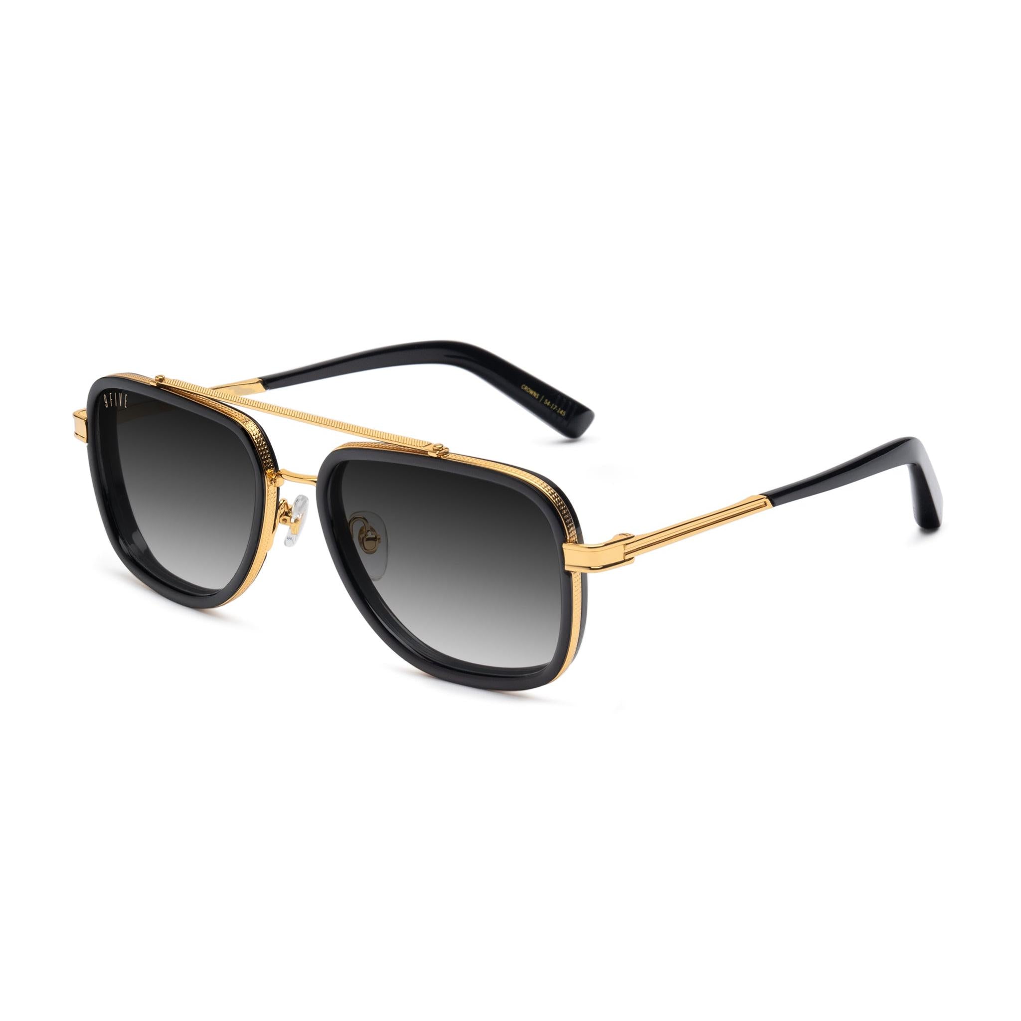 9FIVE Crowns Black Gradient & 24K Gold Sunglasses — side [g:black-gradient s:all o:2]