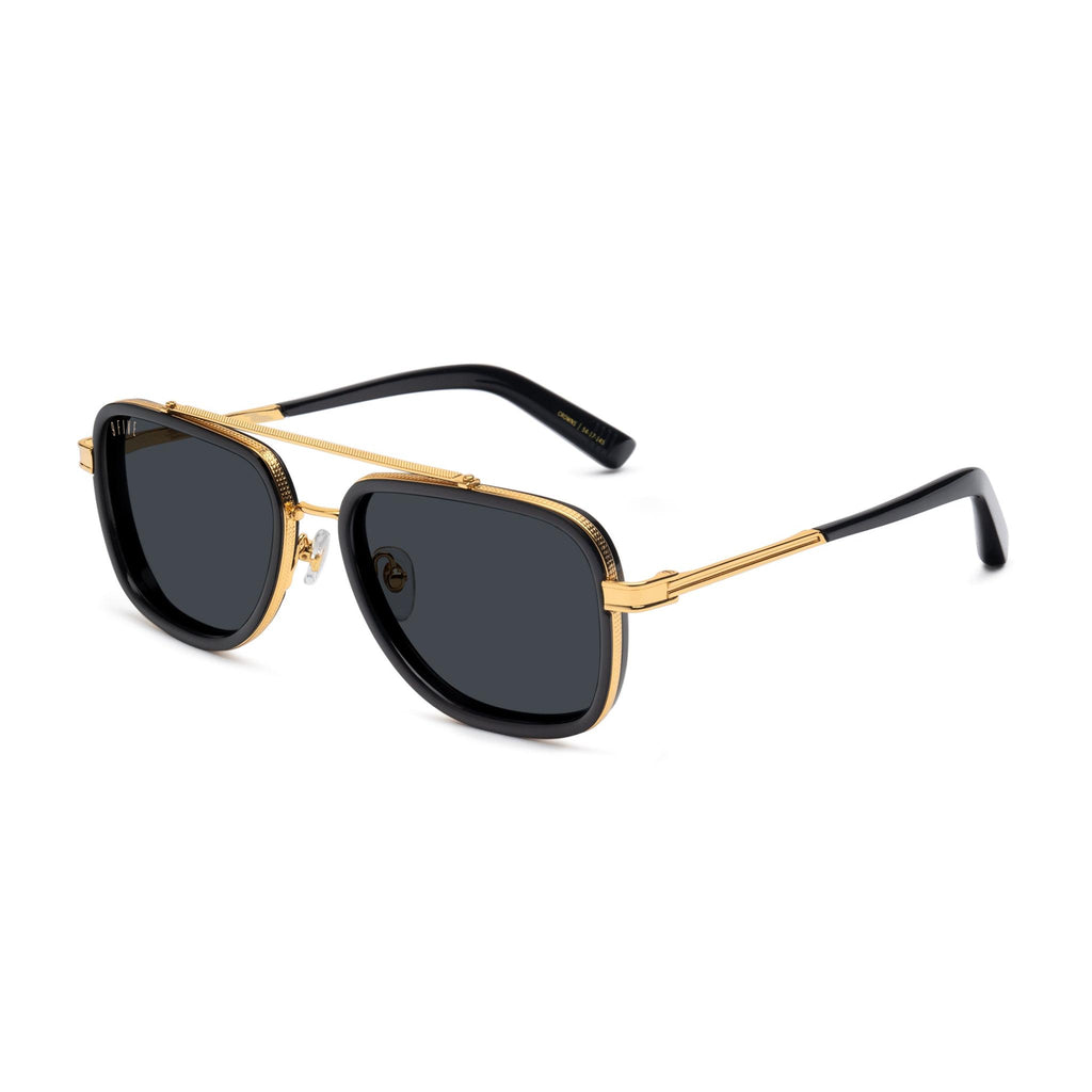 9FIVE Crowns Black & 24K Gold Sunglasses — side [g:black s:all o:2]