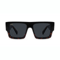 Oversized black and tortoiseshell sunglasses with black tinted lenses [g:black s:all o:1]