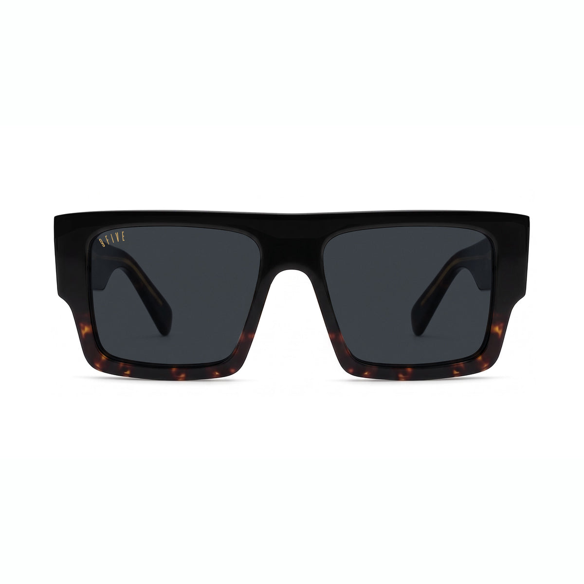 Oversized black and tortoiseshell sunglasses with black tinted lenses [g:black s:all o:1]