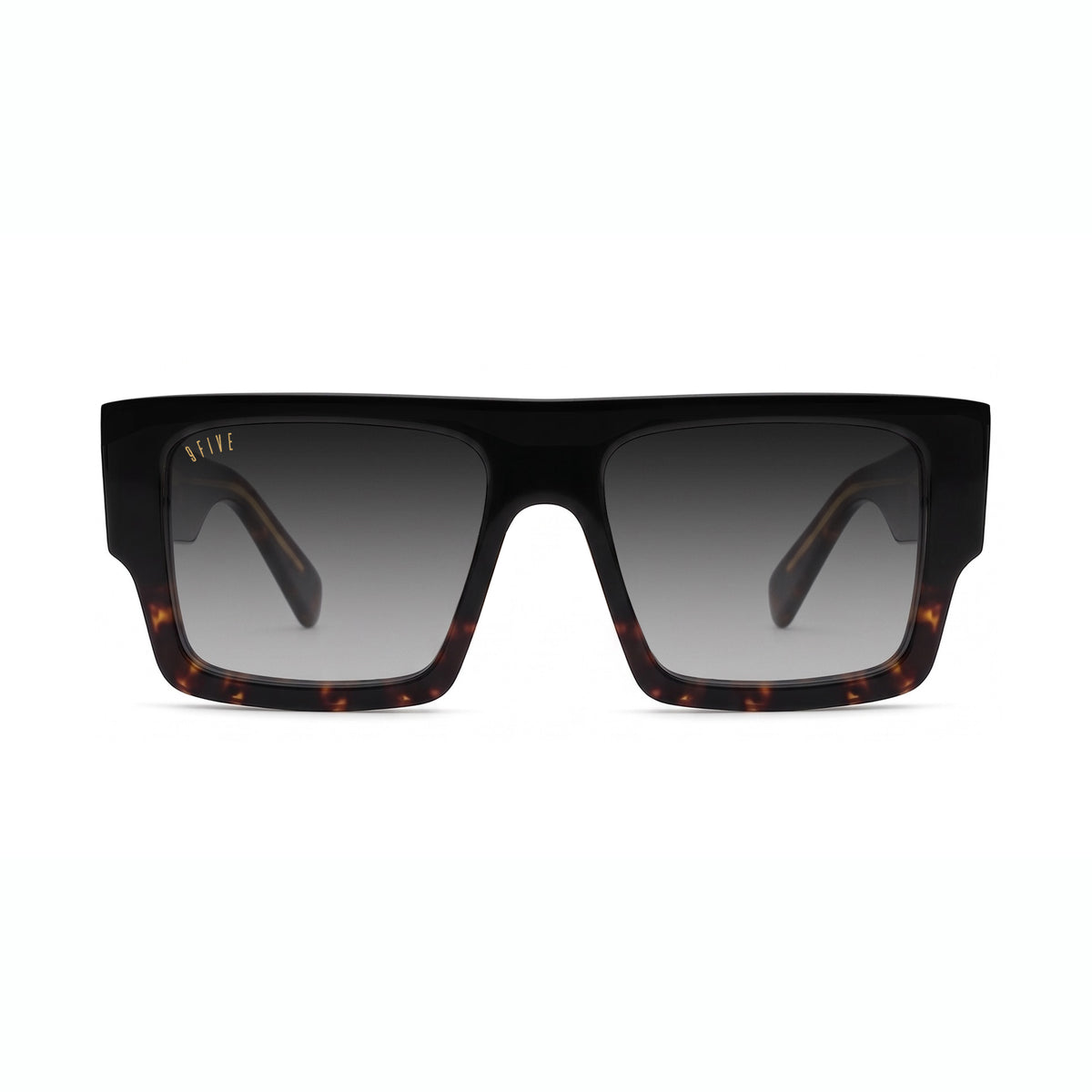Oversized black and tortoiseshell sunglasses with black tinted lenses [g:black-gradient s:all o:1]