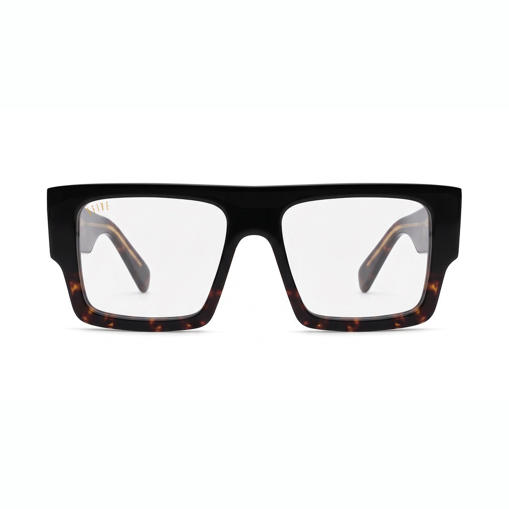 Oversized black and tortoiseshell clear lens glasses [g:clear s:all o:1]