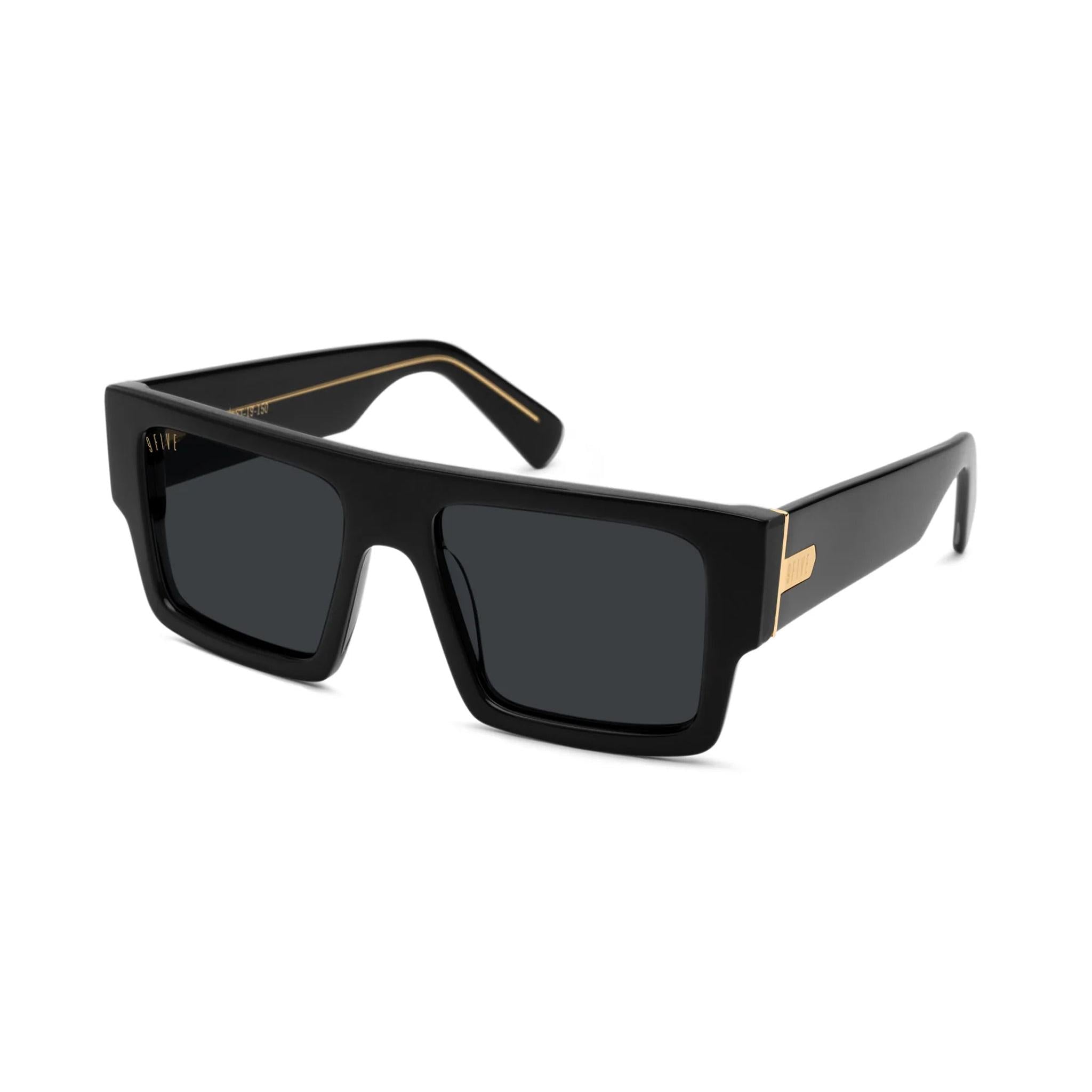 9FIVE Diego Black & 24K Gold Sunglasses — Regular fit, side [g:black s:reg o:2]