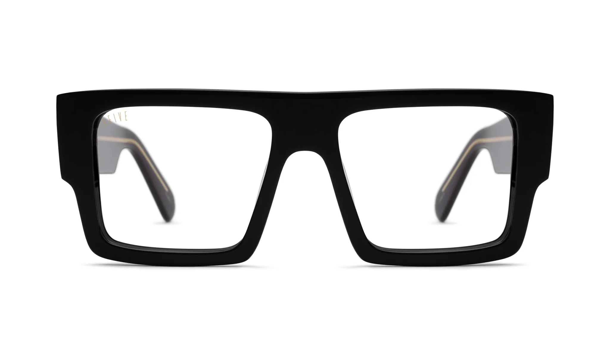 9FIVE Diego Black & 24K Gold Clear Lens Glasses
