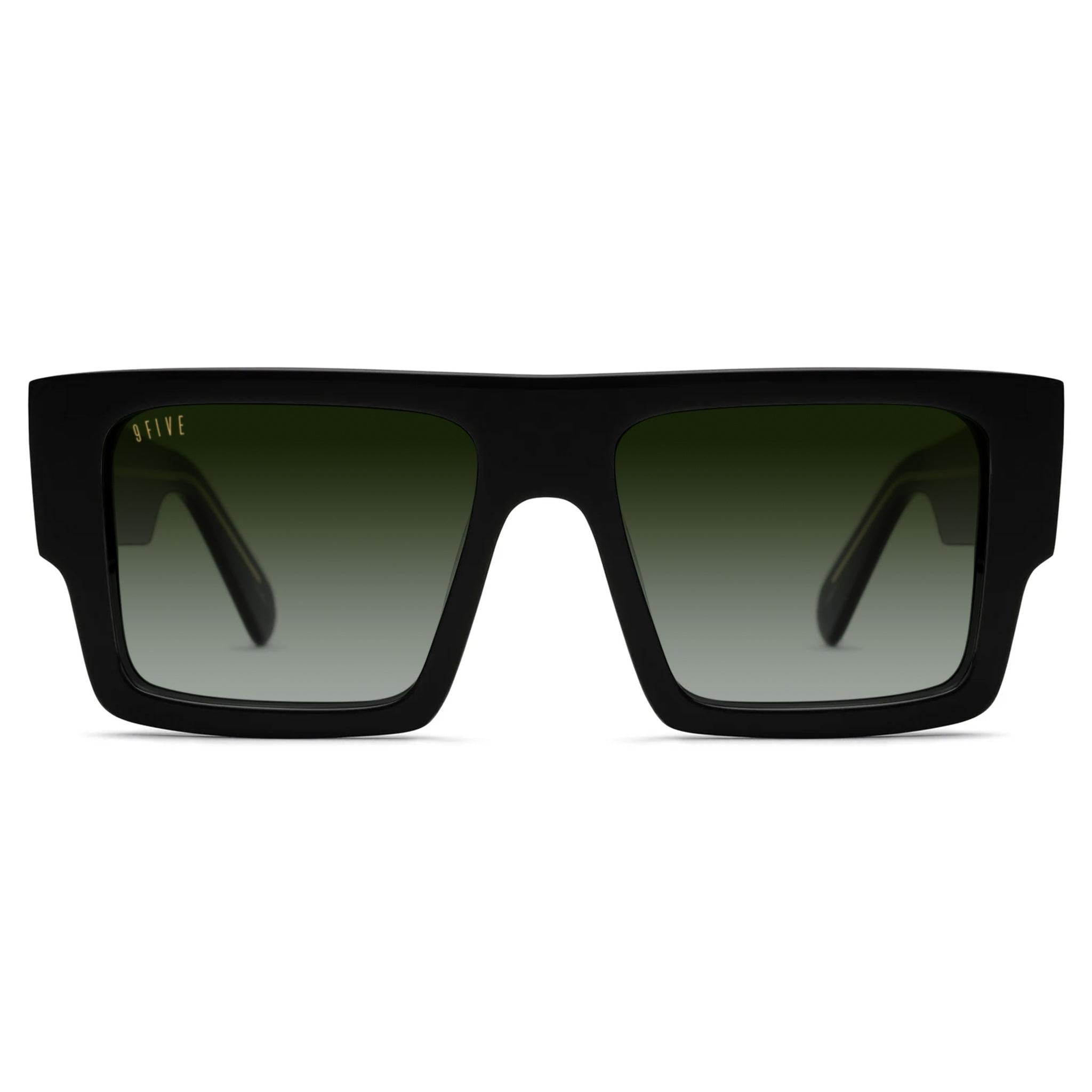 9FIVE Diego Green Gradient & 24K Gold Sunglasses — front [g:green-gradient s:all o:1]