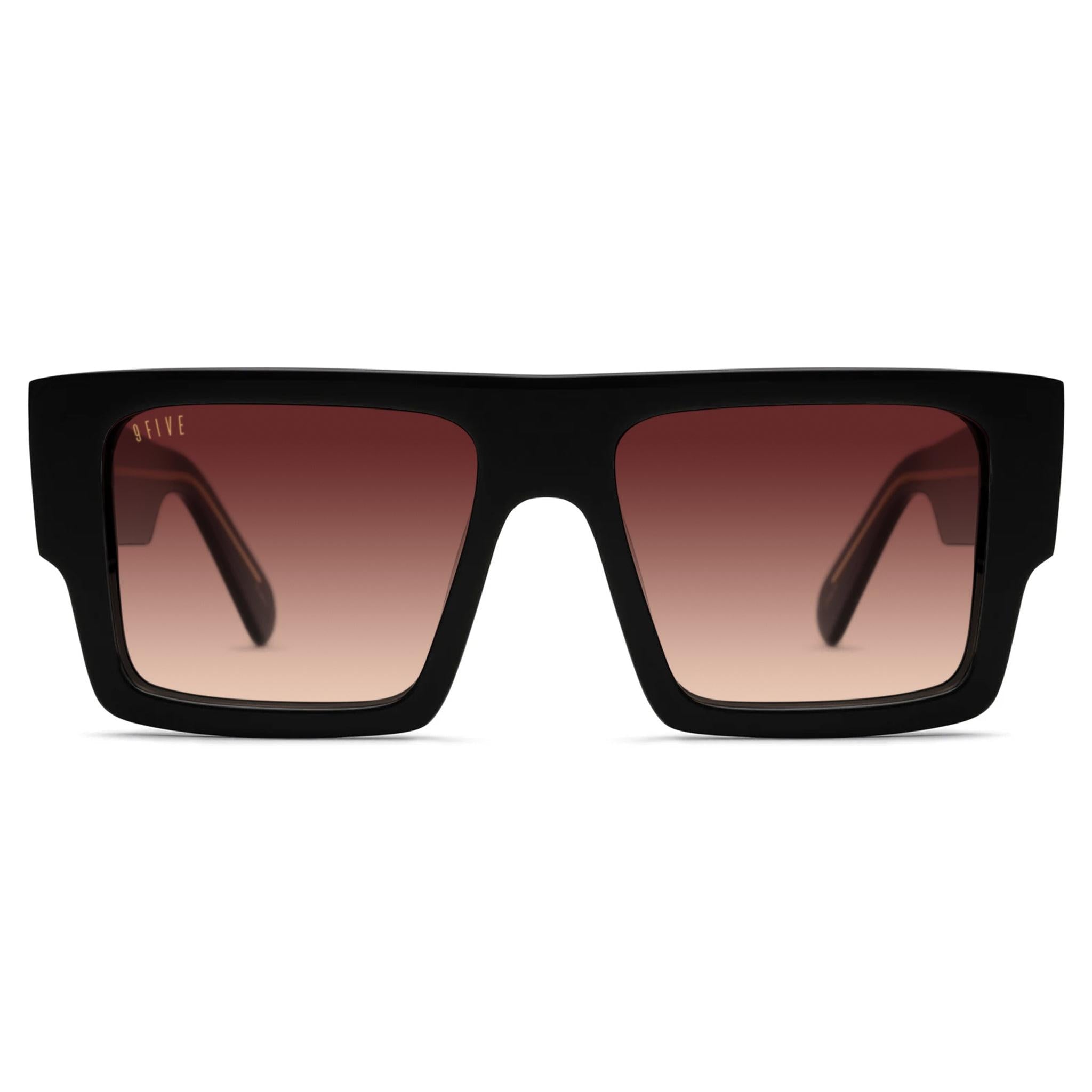 9FIVE Diego Rum Gradient & 24K Gold Sunglasses — XL fit, front [g:rum-gradient s:xl o:1]