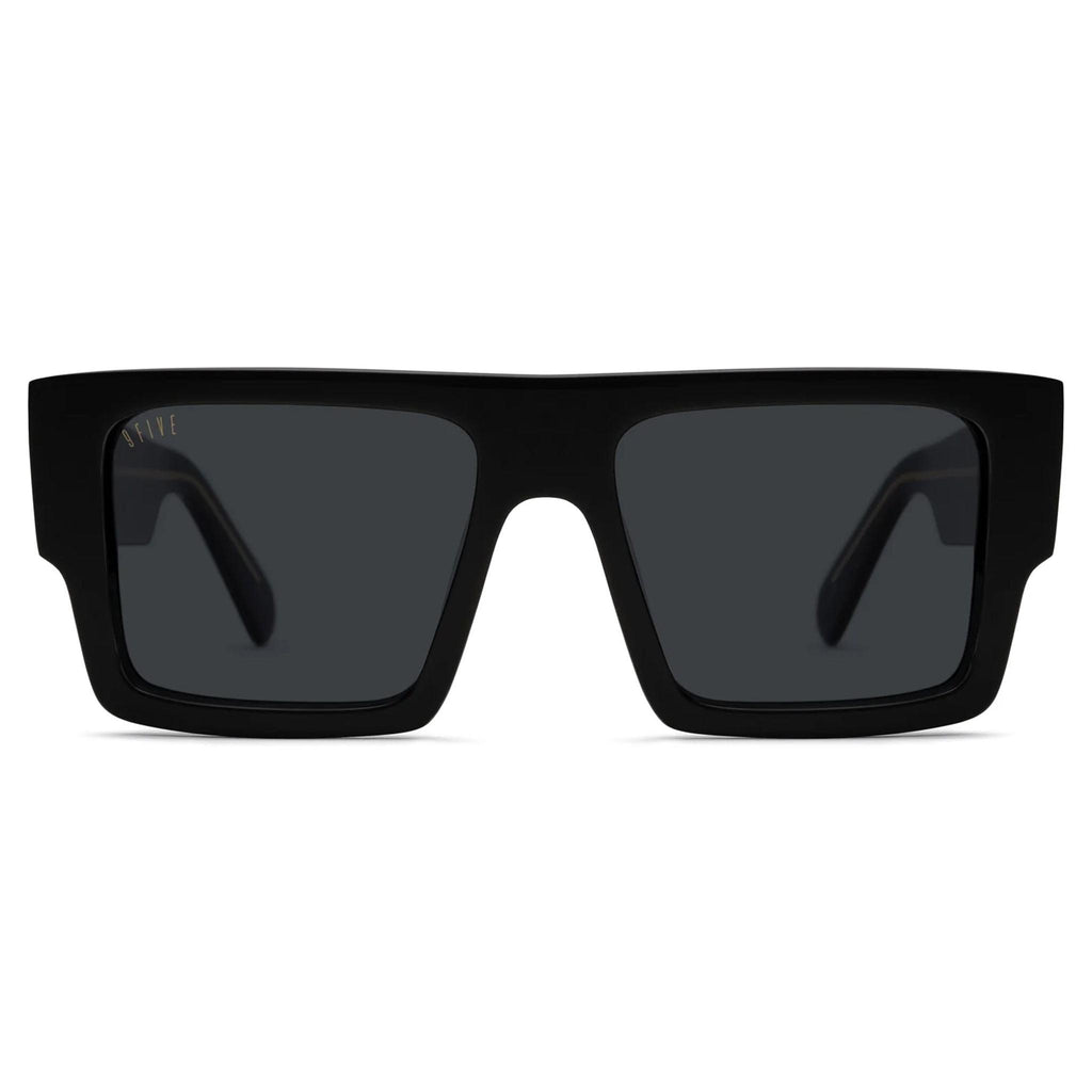 9FIVE Diego Black & 24K Gold Sunglasses — XL fit, front [g:black s:xl o:1]