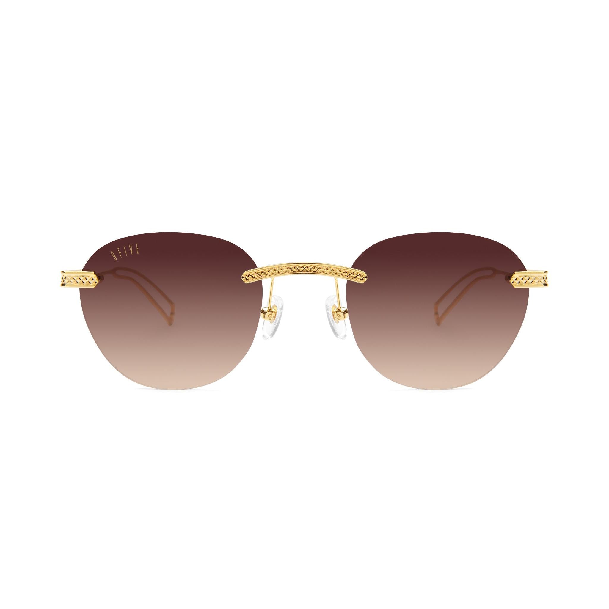 9FIVE Dime Lite Rum Gradient & 24K Gold Sunglasses — front [g:rum-gradient s:all o:1]