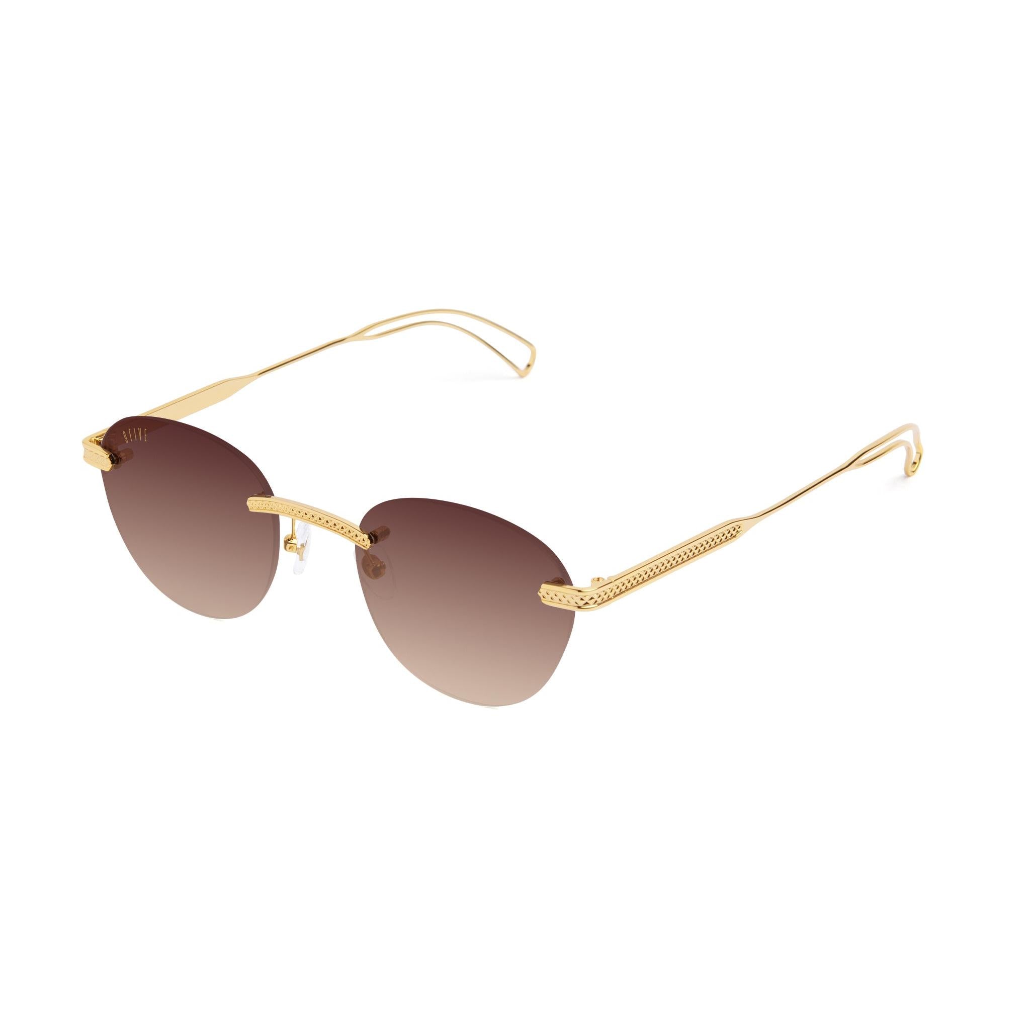 9FIVE Dime Lite Rum Gradient & 24K Gold Sunglasses — side [g:rum-gradient s:all o:2]