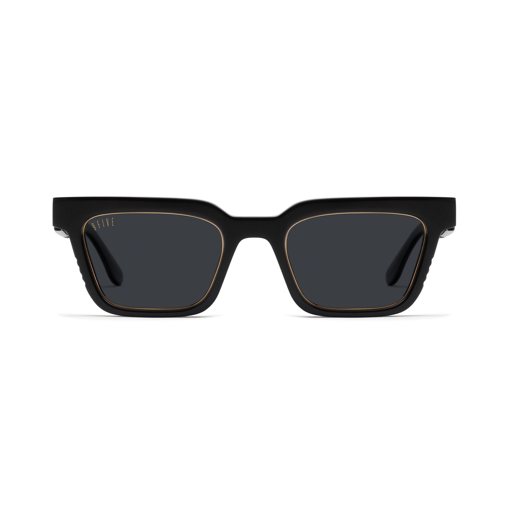 9FIVE EM4 Black & 24K Gold Sunglasses — Regular fit, front [g:black s:reg o:1]