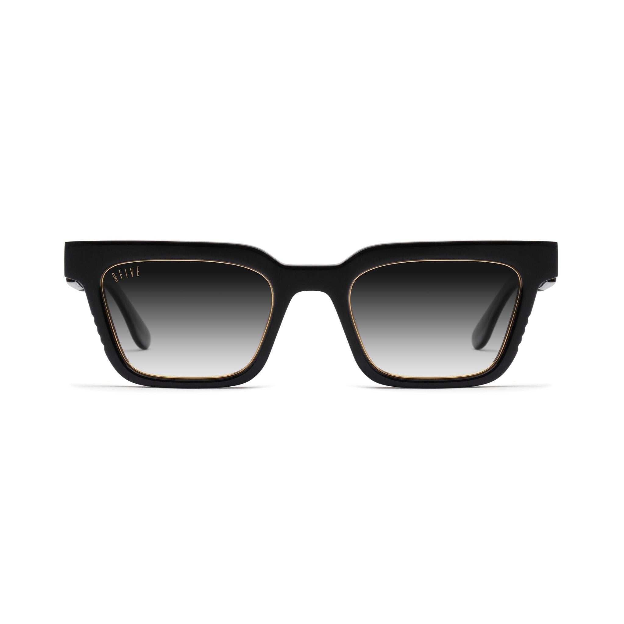 9FIVE EM4 Black Gradient & 24K Gold Sunglasses — Regular fit, front [g:black-gradient s:reg o:1]