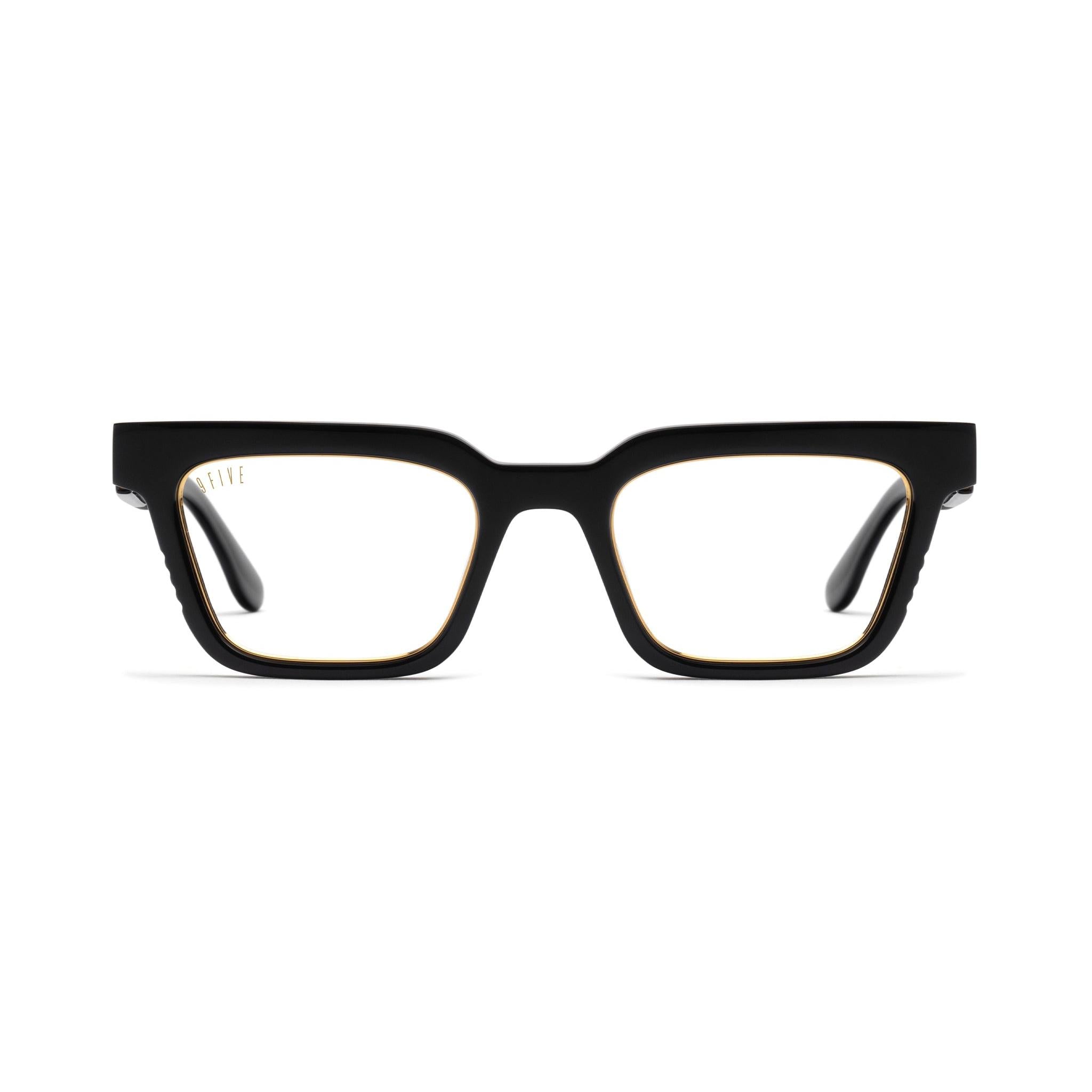 9FIVE EM4 Black & 24K Gold Clear Lens Glasses Rx