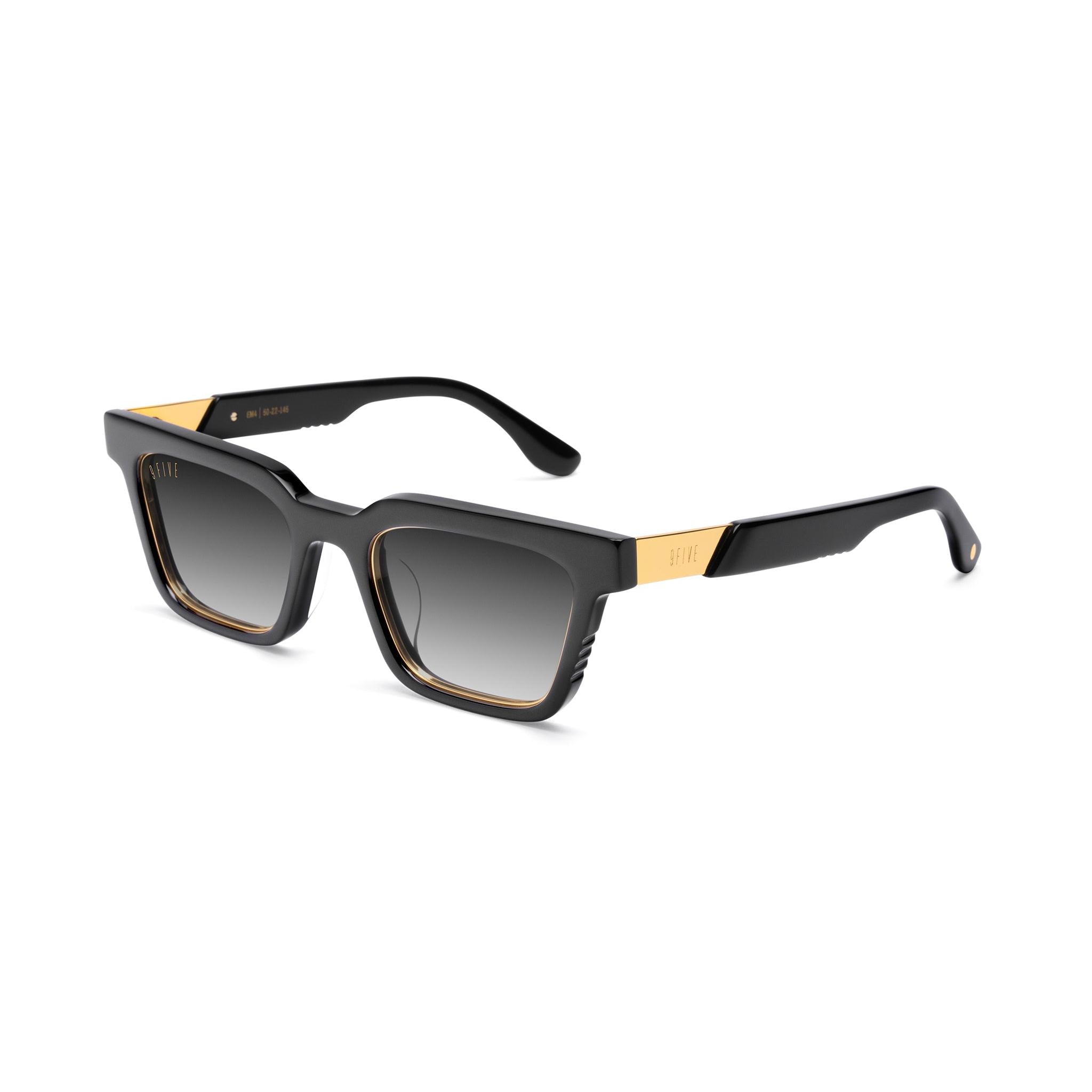9FIVE EM4 Black Gradient & 24K Gold Sunglasses — Regular fit, side [g:black-gradient s:reg o:2]