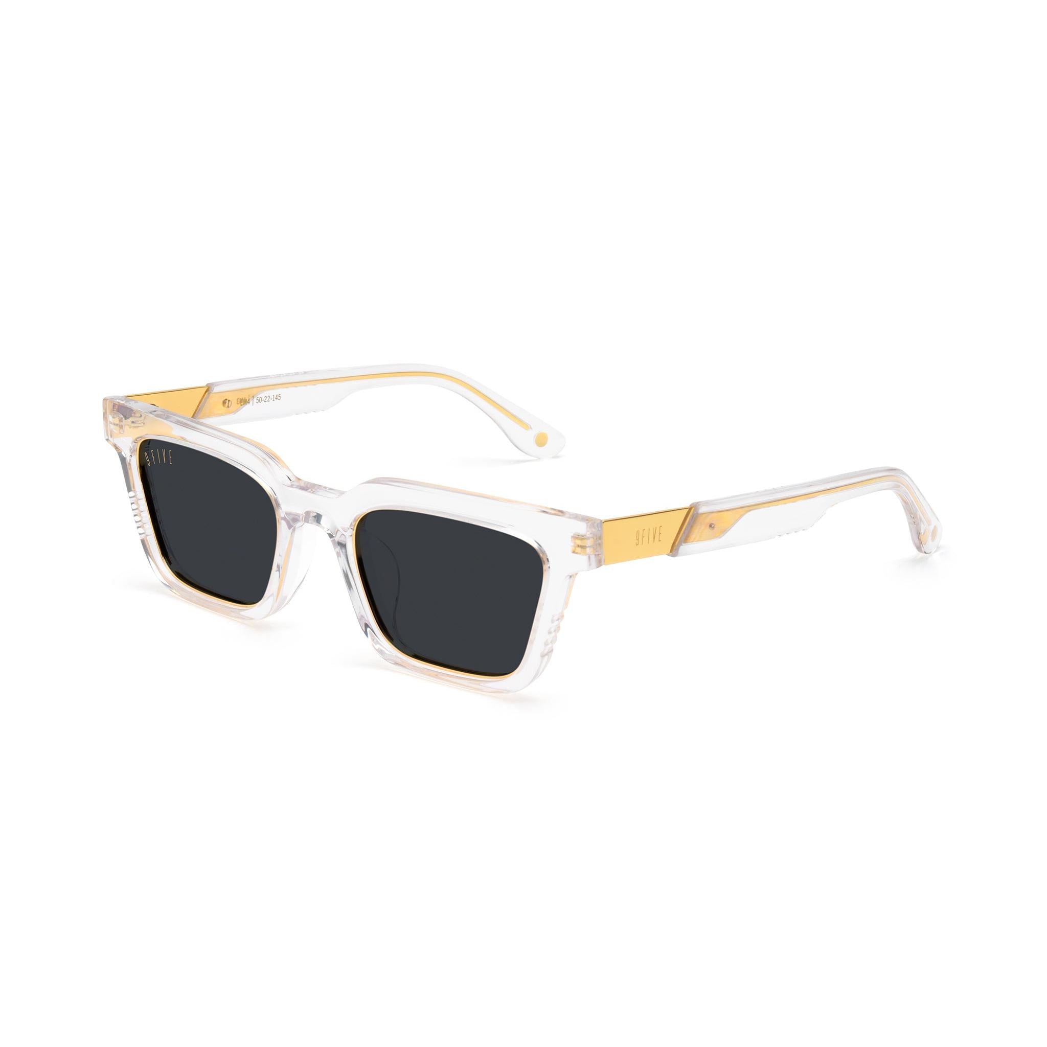 9FIVE EM4 Crystal & 24K Gold Black Sunglasses — side [g:black s:reg o:2]