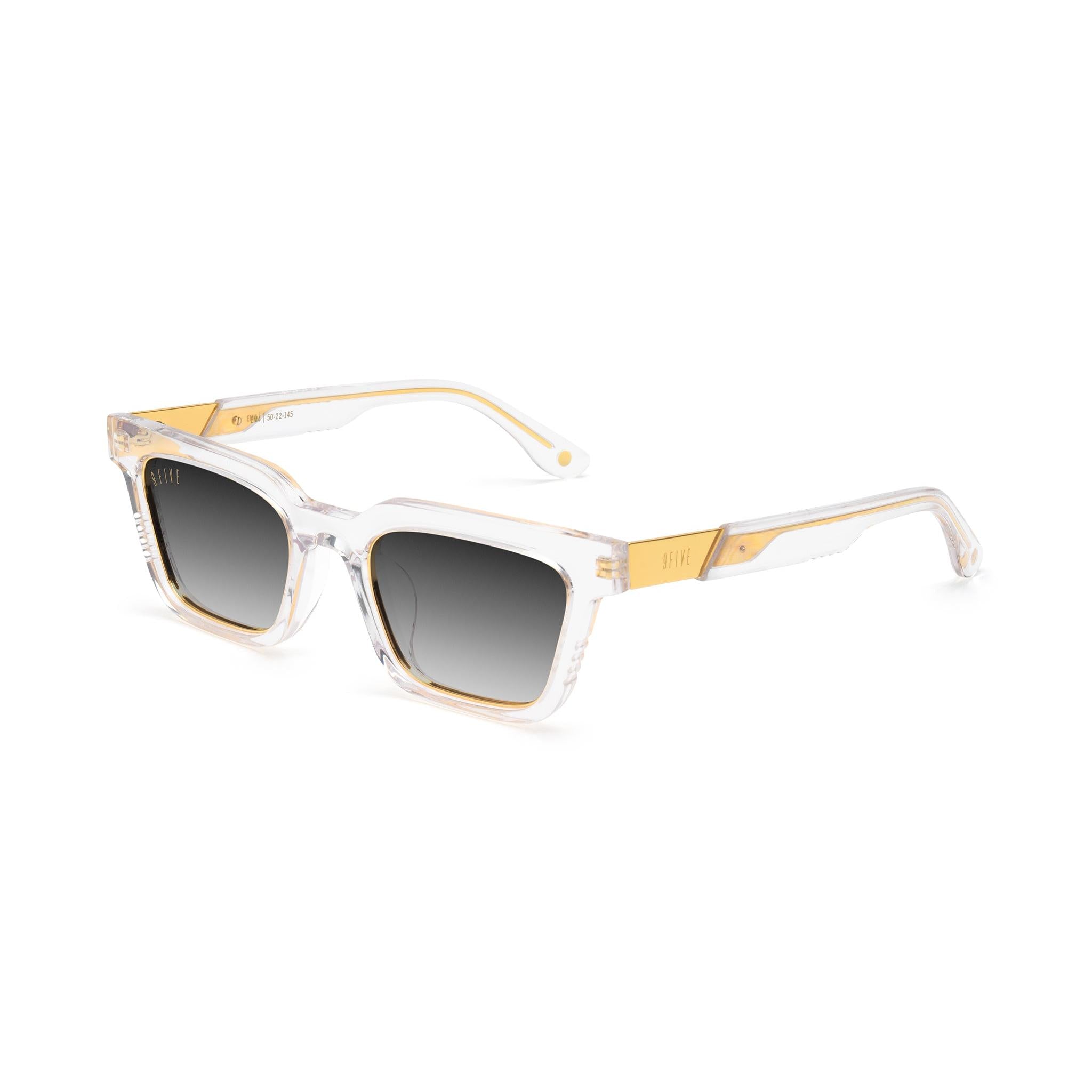 9FIVE EM4 Crystal & 24K Gold Black Gradient Sunglasses — side [g:black-gradient s:reg o:2]