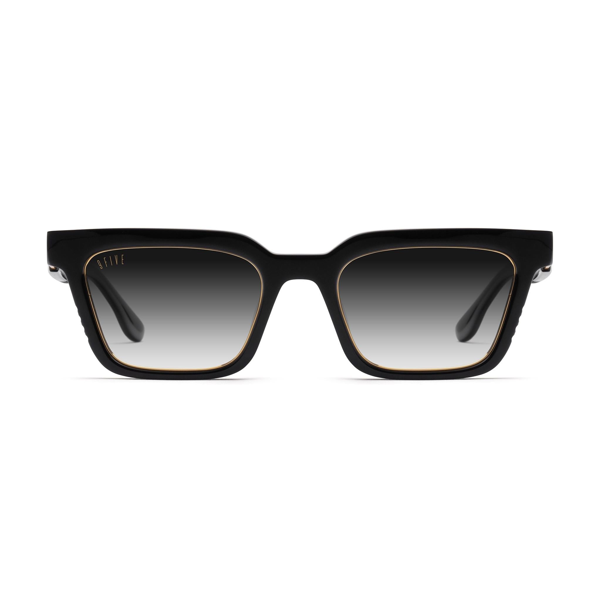 9FIVE EM4 Black Gradient & 24K Gold Sunglasses — XL fit, front [g:black-gradient s:xl o:1]