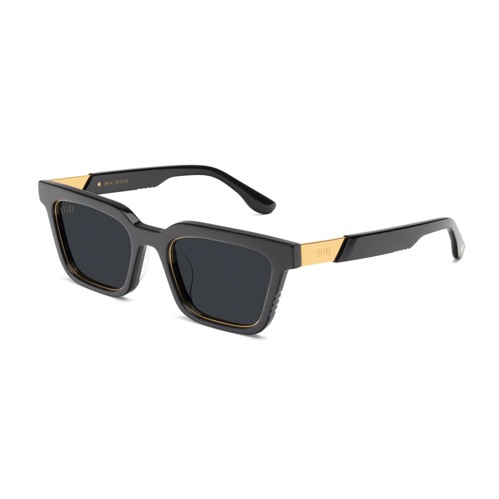 9FIVE EM4 Black & 24K Gold Sunglasses — XL fit, side [g:black s:xl o:2]