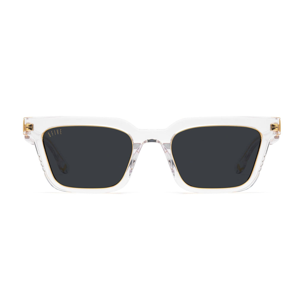 9FIVE EM4 XL Crystal & 24K Gold Black Sunglasses — front [g:black s:xl o:1]
