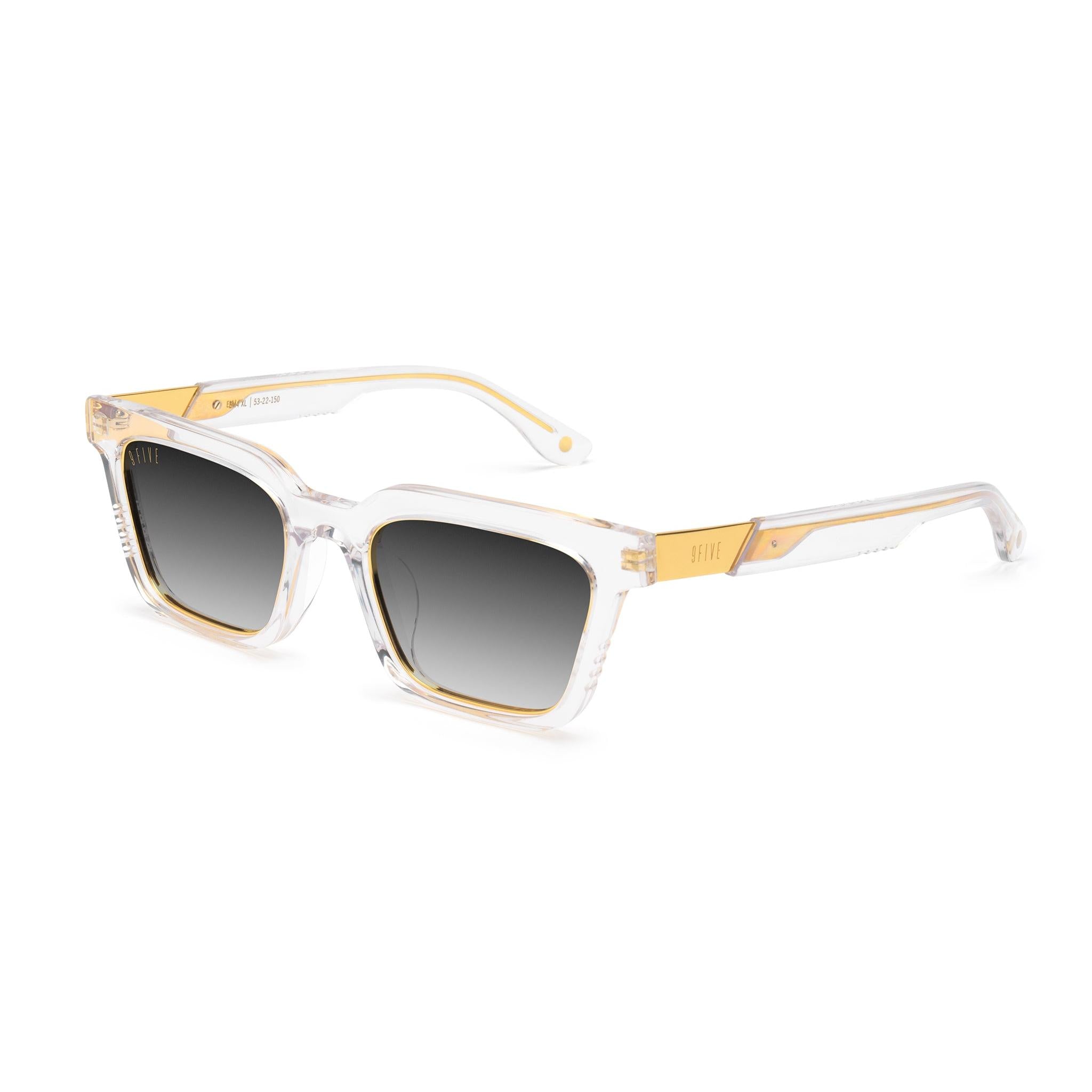 9FIVE EM4 Crystal & 24K Gold Black Gradient Sunglasses — XL side [g:black-gradient s:xl o:2]
