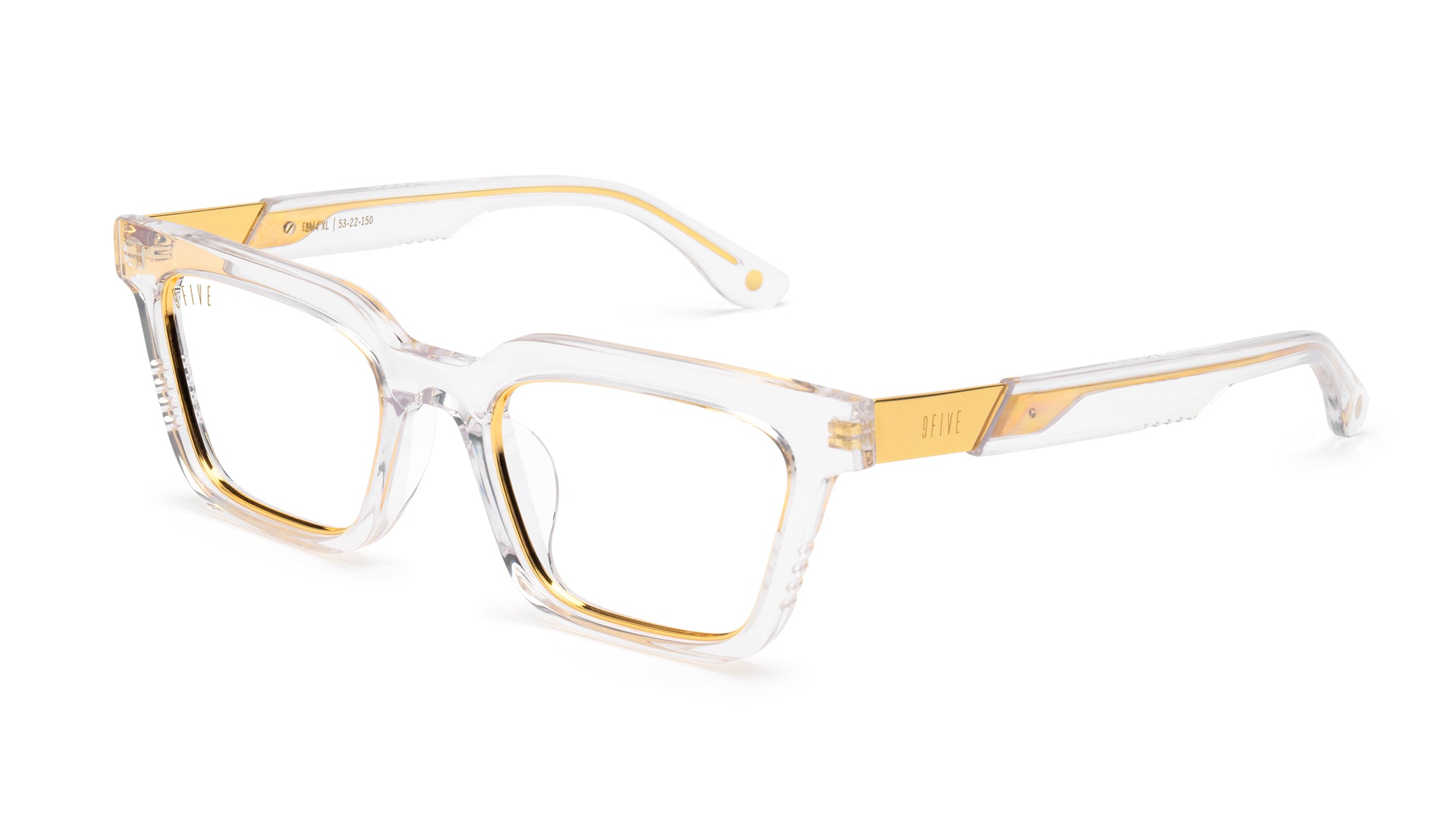 9FIVE EM4 XL Crystal & 24K Gold Clear Lens Glasses Rx