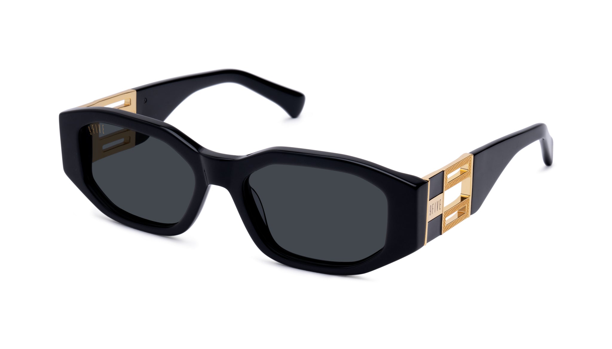 9Five Levels Black & 24K Gold Sunglasses Black