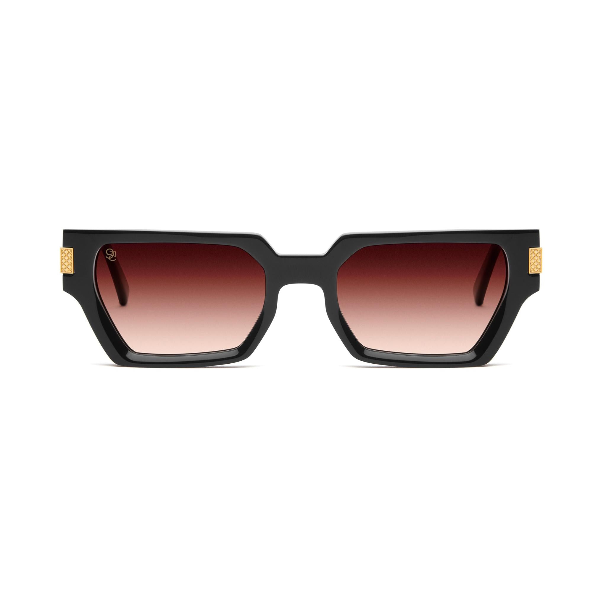 9FIVE Locks Rum Gradient & 24K Gold Sunglasses — Regular fit, front [g:rum-gradient s:reg o:1]