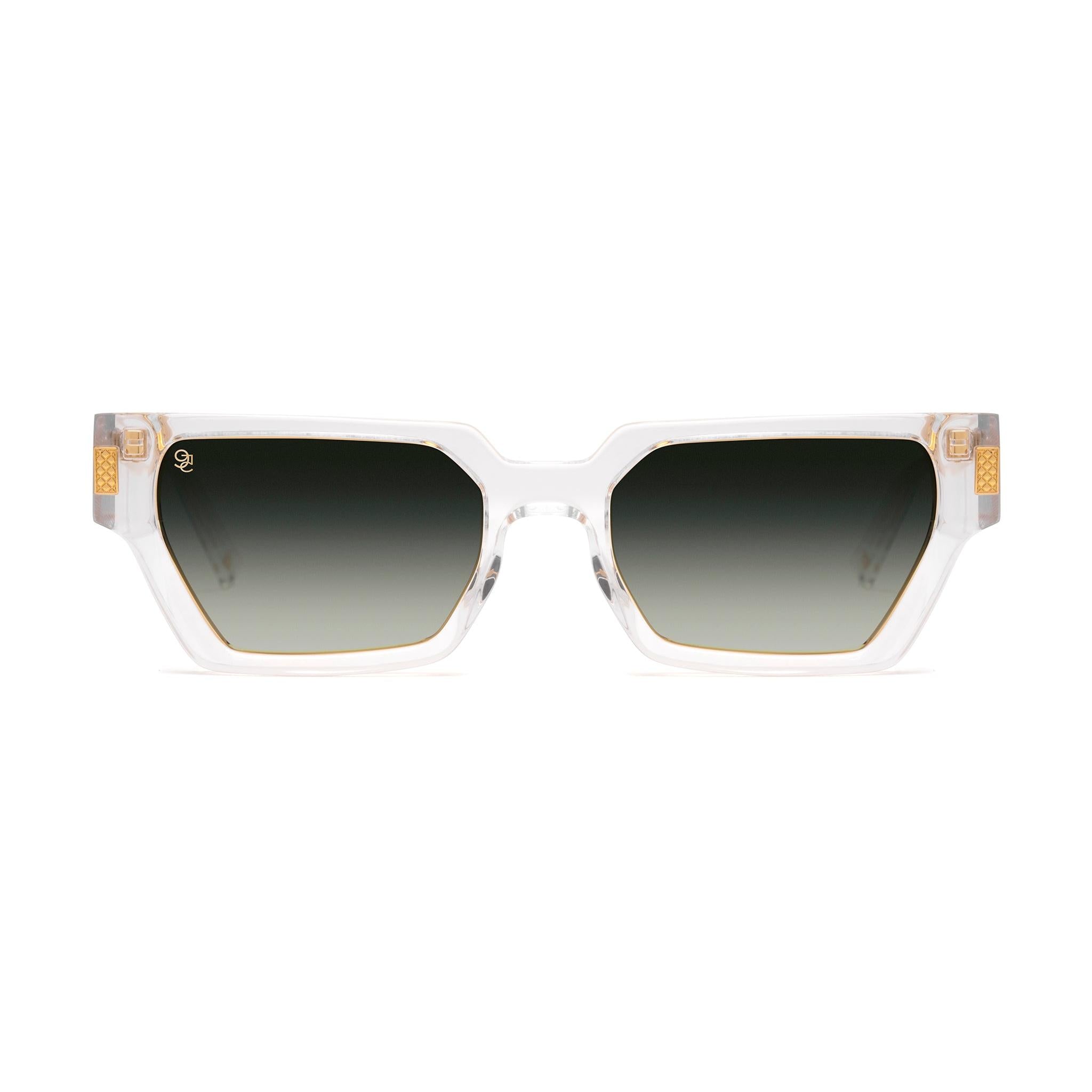 9FIVE Locks Crystal & 24K Gold Green Gradient Sunglasses — front [g:green-gradient s:reg o:1]
