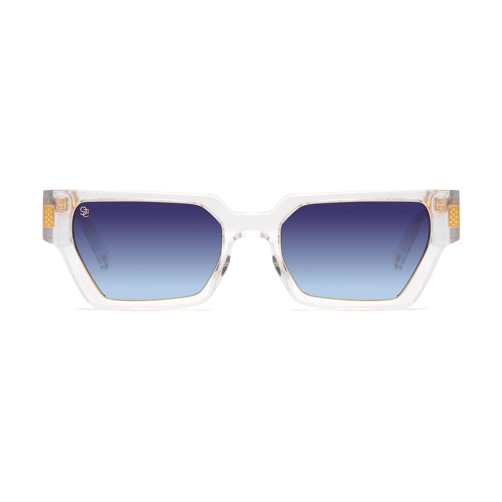 9FIVE Locks Crystal & 24K Gold Midnight Gradient Sunglasses — front [g:midnight-gradient s:reg o:1]