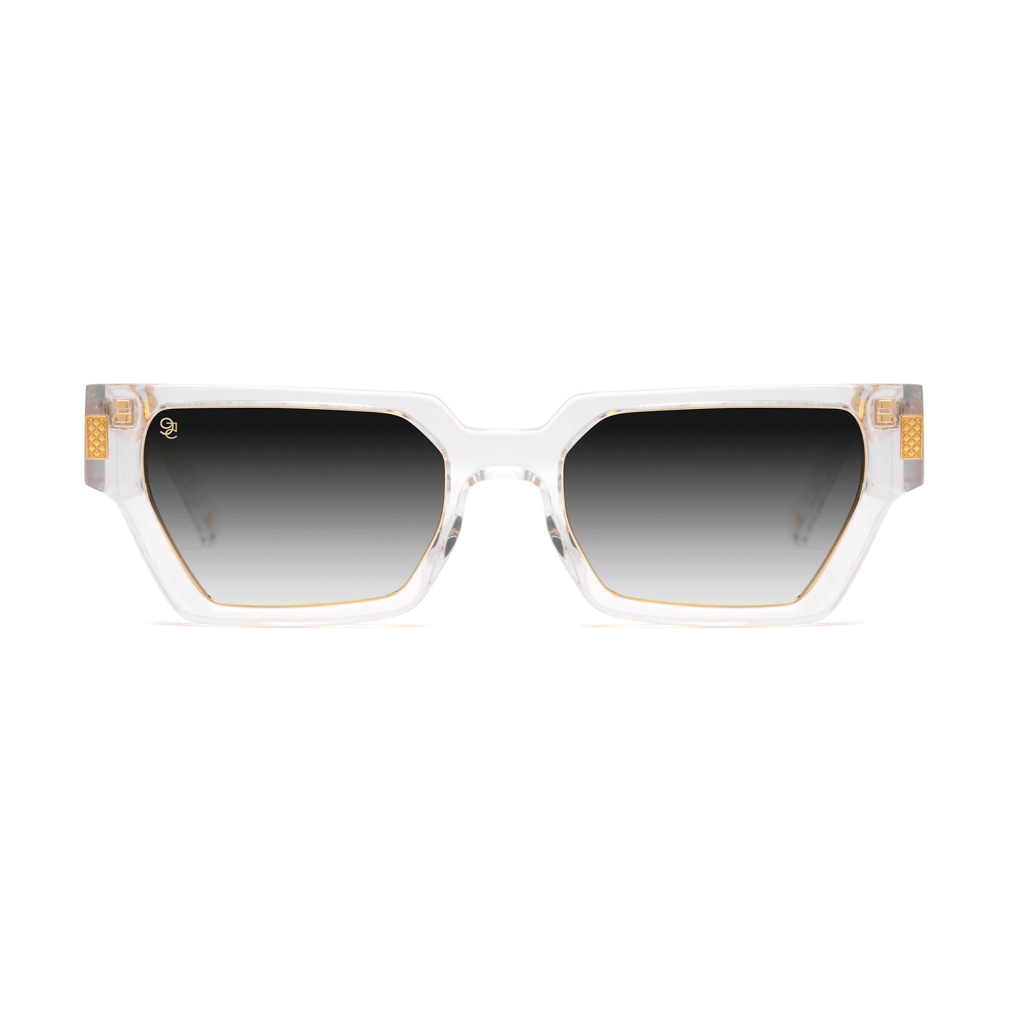 9FIVE Locks Crystal & 24K Gold Black Gradient Sunglasses — front [g:black-gradient s:reg o:1]