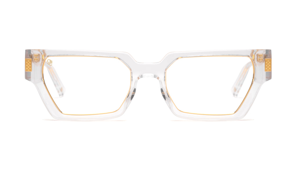 9FIVE Locks Crystal & 24K Gold Clear Lens Glasses