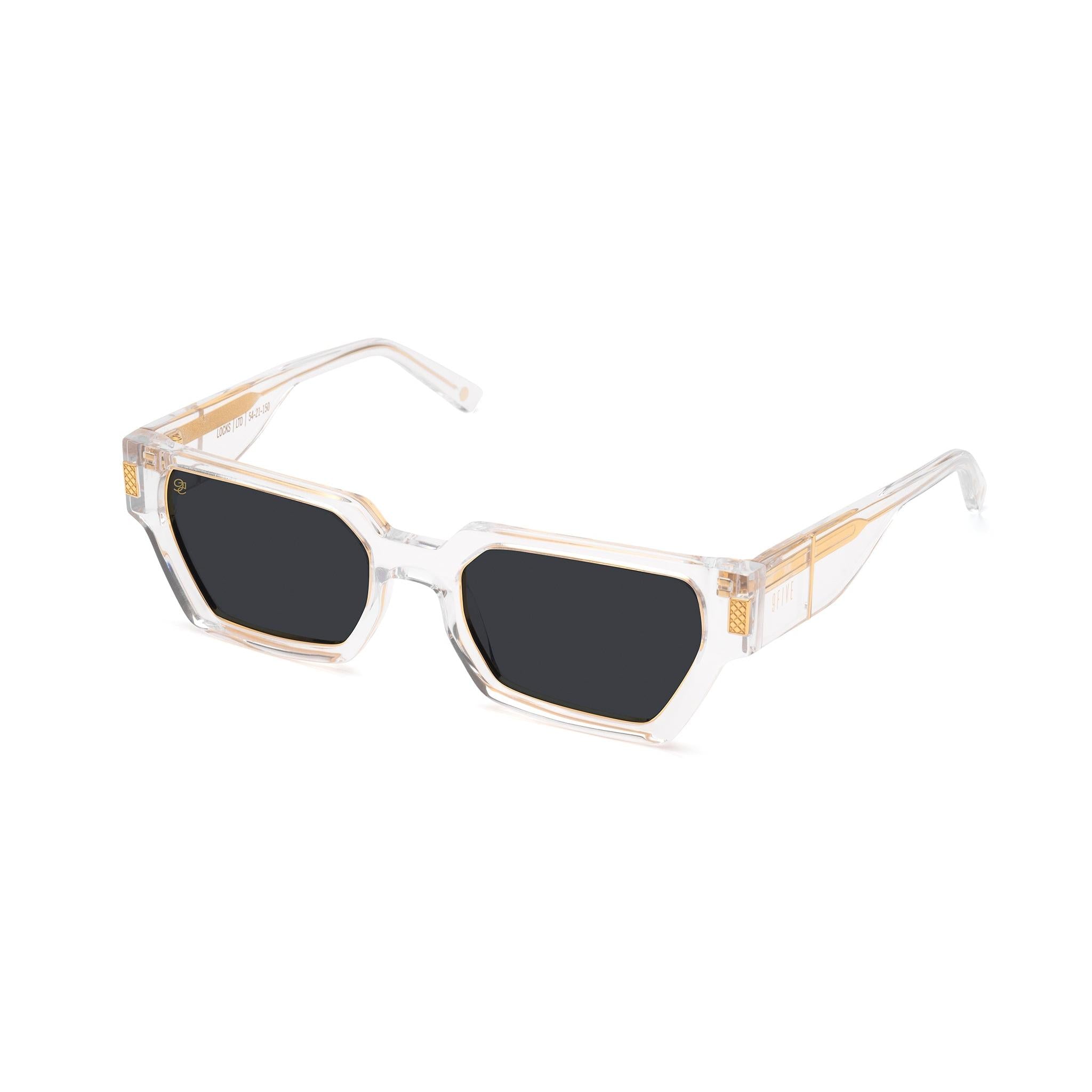9FIVE Locks Crystal & 24K Gold Black Sunglasses — side [g:black s:reg o:2]