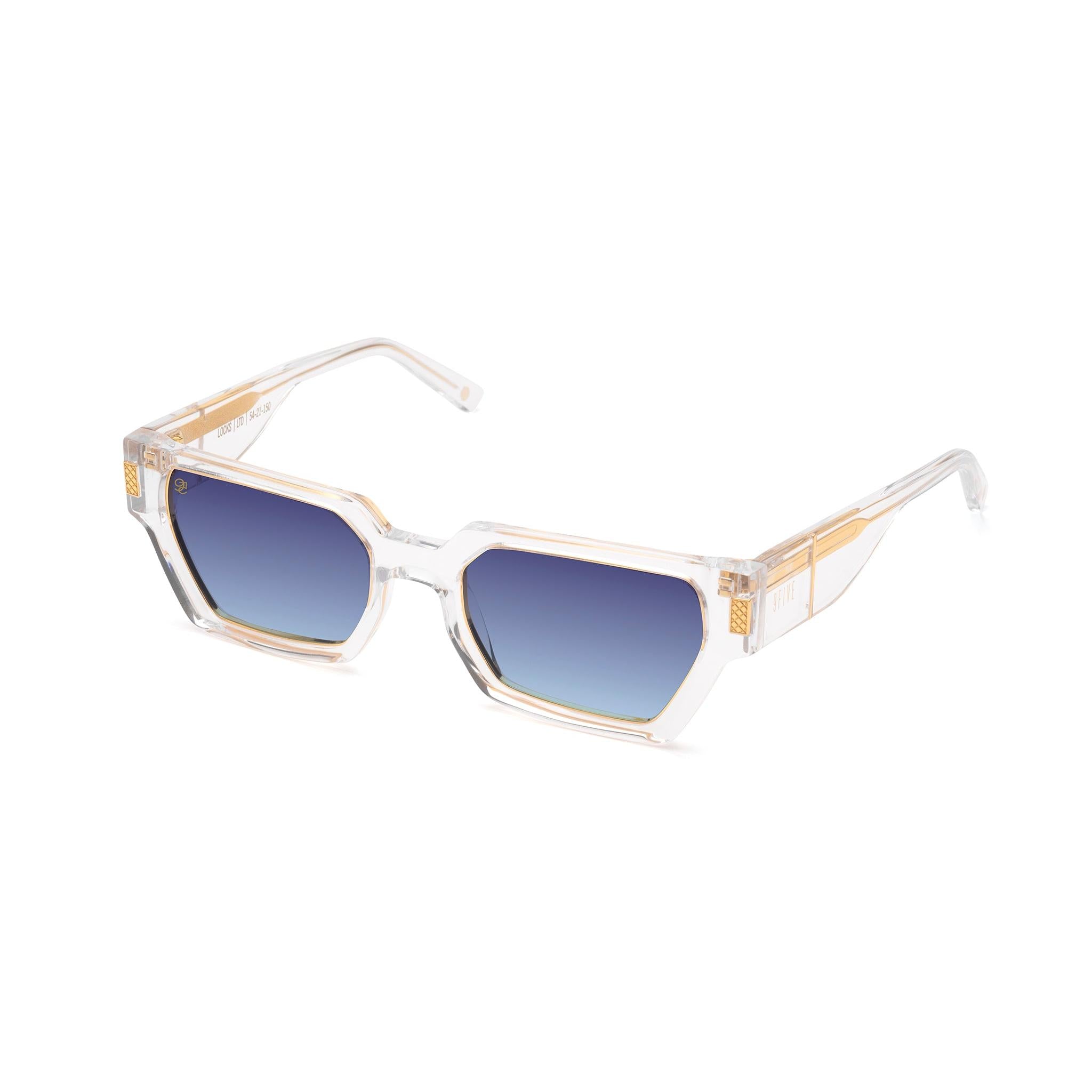 9FIVE Locks Crystal & 24K Gold Midnight Gradient Sunglasses — side [g:midnight-gradient s:reg o:2]