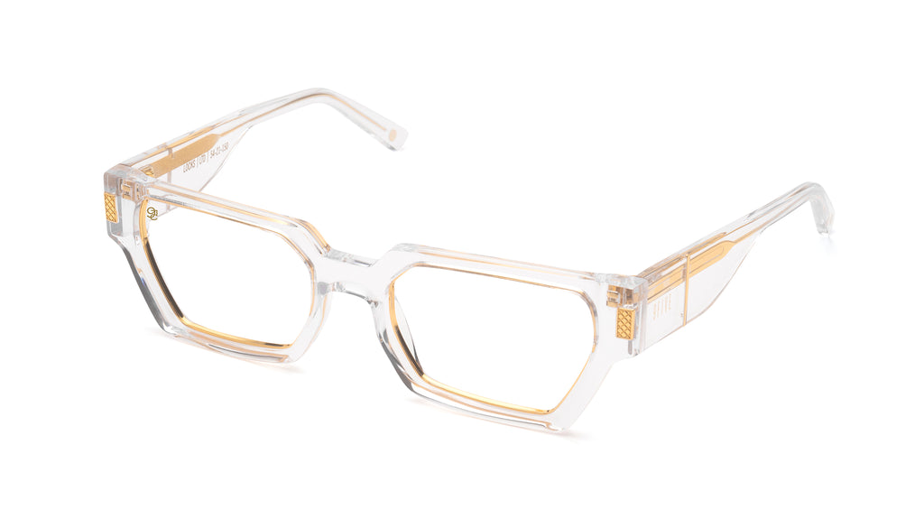 9FIVE Locks Crystal & 24K Gold Clear Lens Glasses