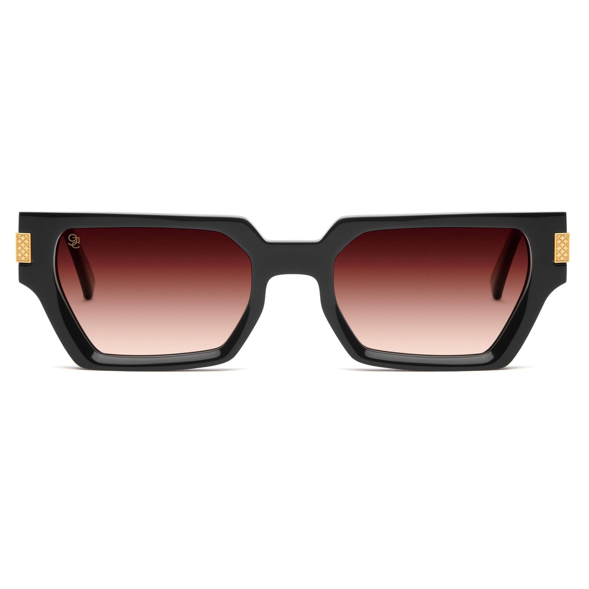 9FIVE Locks Rum Gradient & 24K Gold Sunglasses — XL fit, front [g:rum-gradient s:xl o:1]