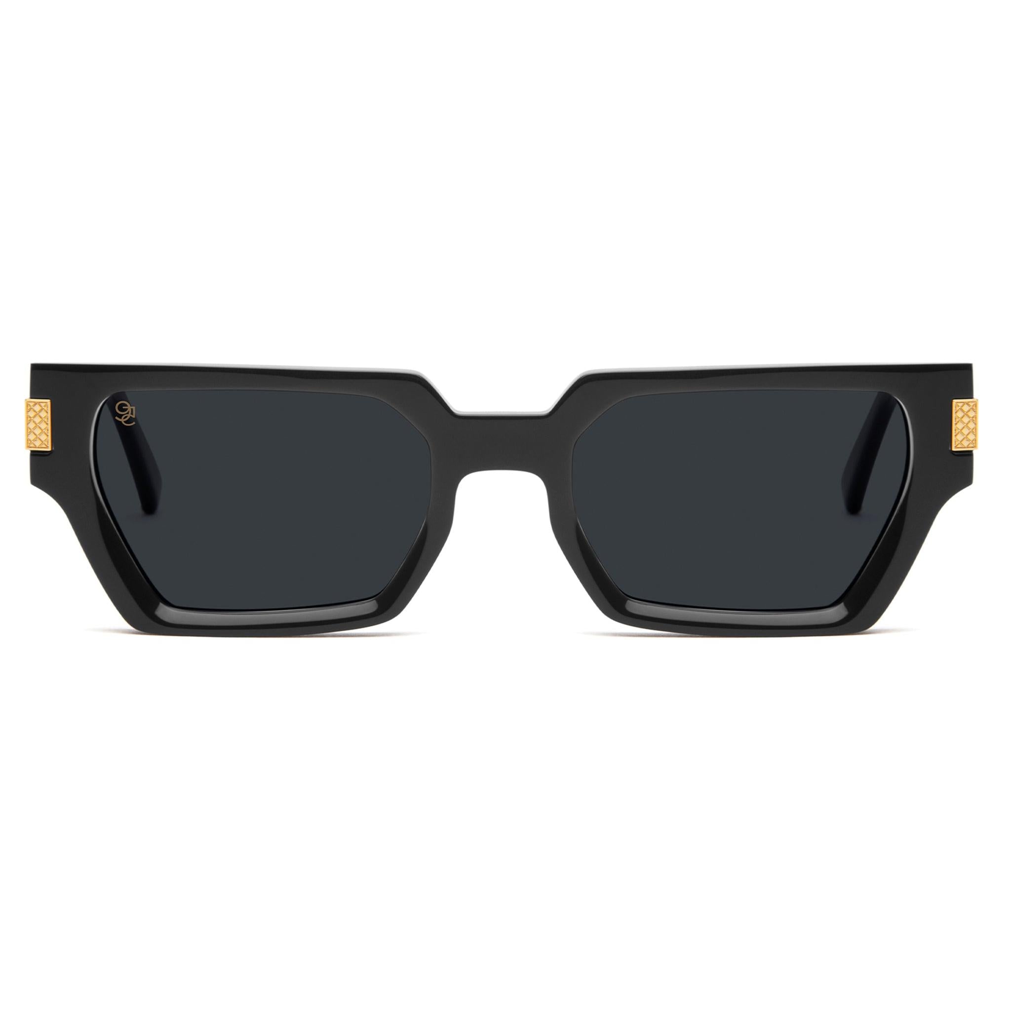 9FIVE St. James XL Black & 24K Gold Sunglasses