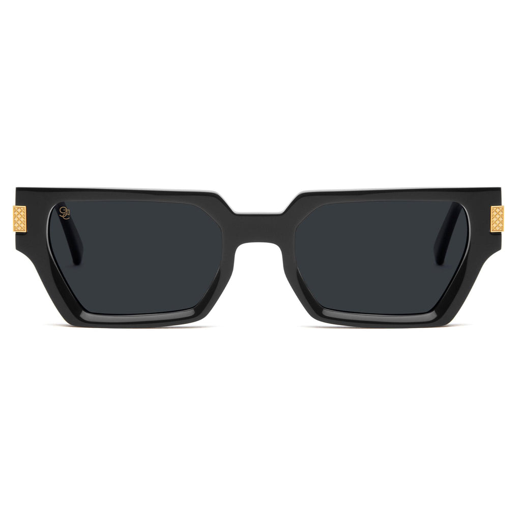 9FIVE Locks Black & 24K Gold Sunglasses — XL fit, front [g:black s:xl o:1]