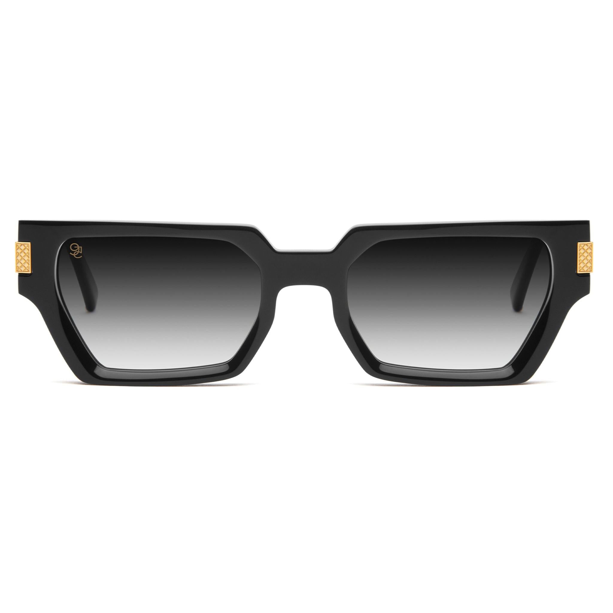 9FIVE Locks Black Gradient & 24K Gold Sunglasses — XL fit, front [g:black-gradient s:xl o:1]