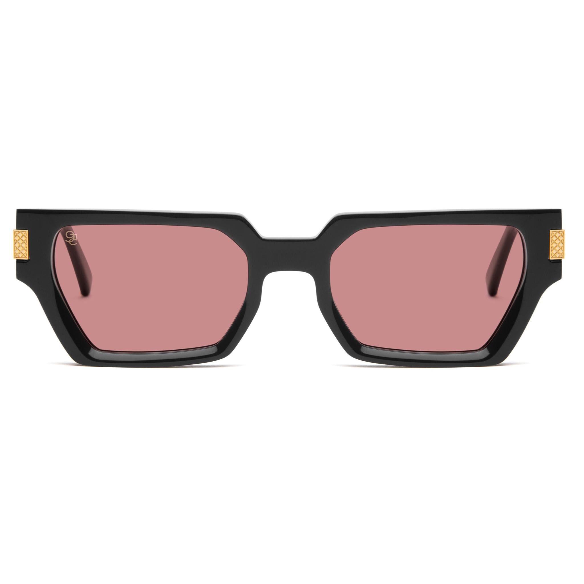 9FIVE Locks Pink & 24K Gold Sunglasses — XL fit, front [g:pink s:xl o:1]