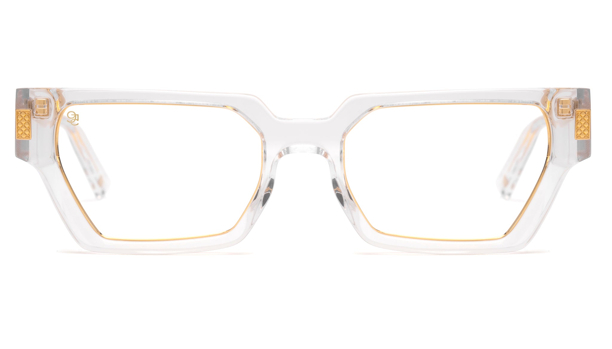 9FIVE Locks XL Crystal & 24K Gold Clear Lens Glasses Rx