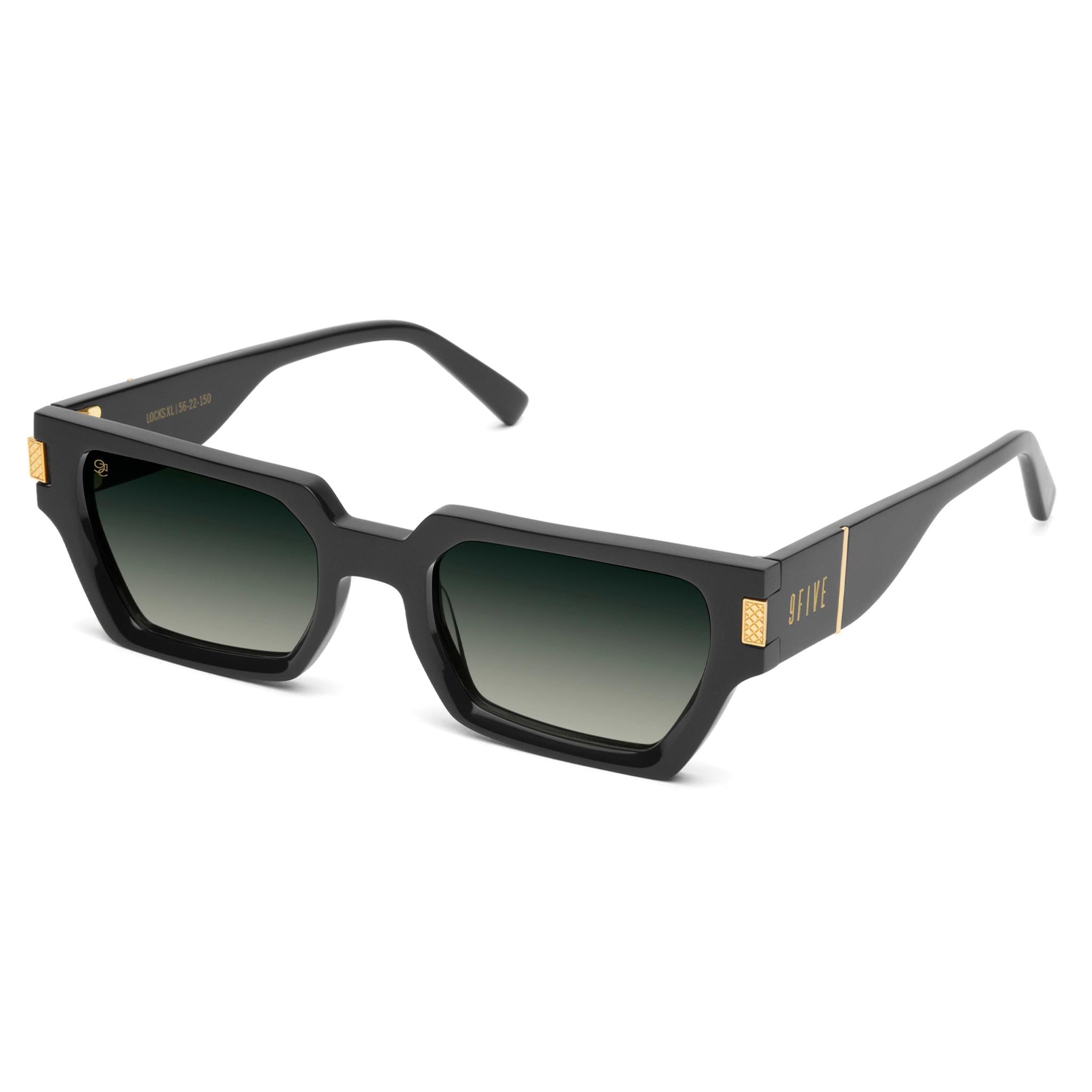 9FIVE Locks Green Gradient & 24K Gold Sunglasses — XL fit, side [g:green-gradient s:xl o:2]
