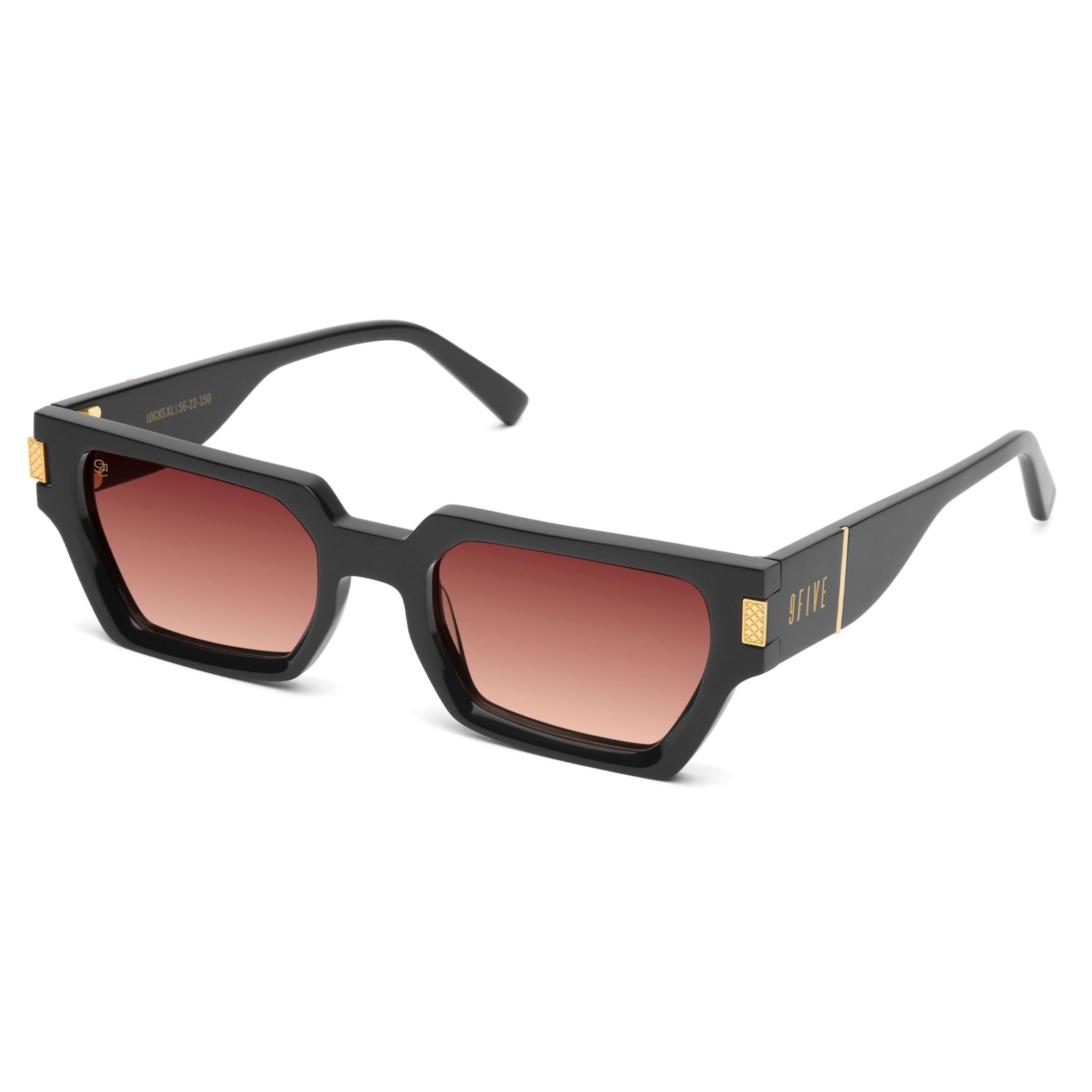 9FIVE Locks Rum Gradient & 24K Gold Sunglasses — XL fit, side [g:rum-gradient s:xl o:2]