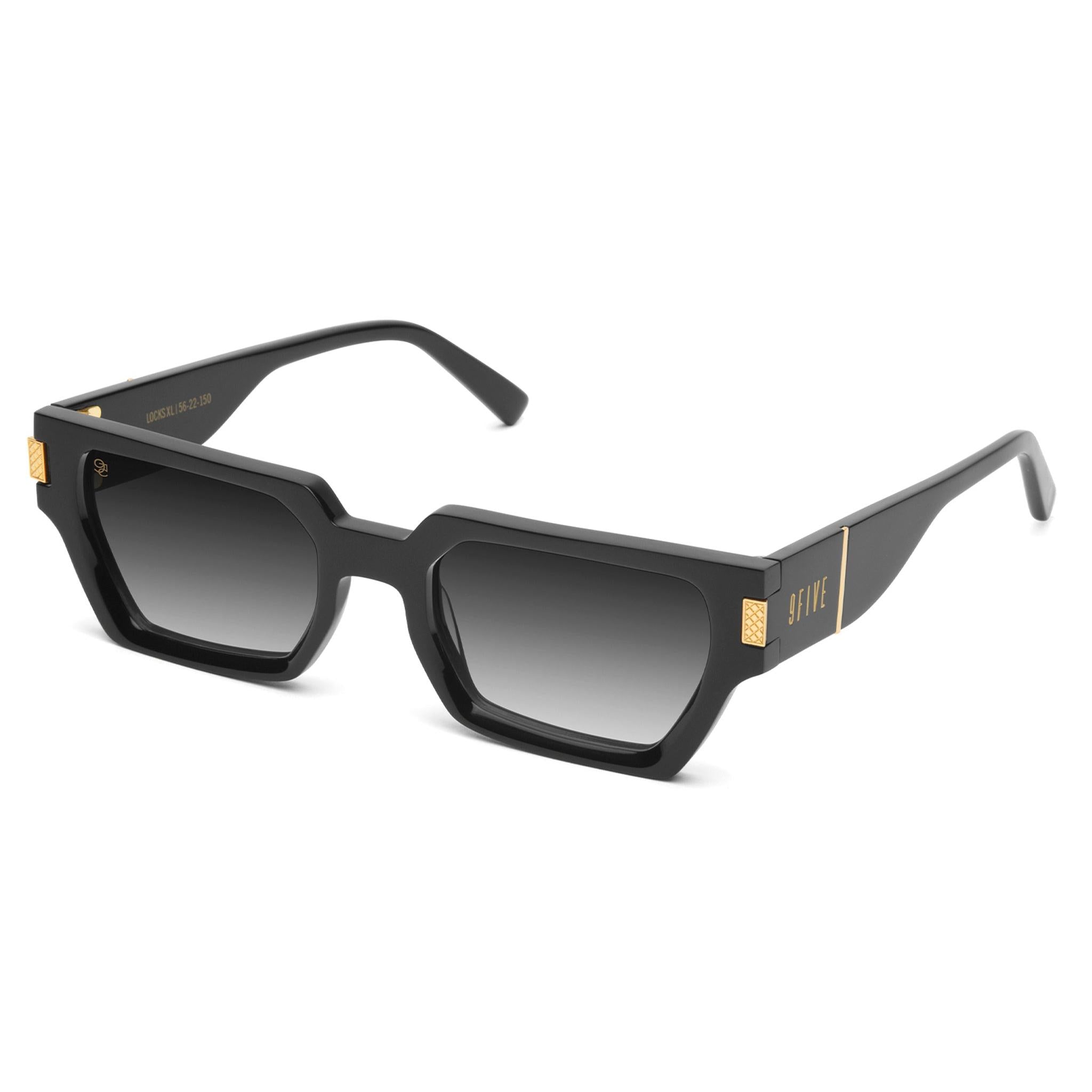 9FIVE Locks Black Gradient & 24K Gold Sunglasses — XL fit, side [g:black-gradient s:xl o:2]