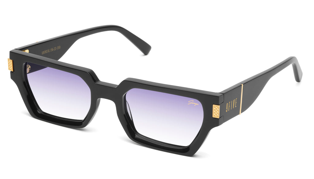 9FIVE x Swagu Locks XL Black & 24K Gold - Purple Hue Sunglasses