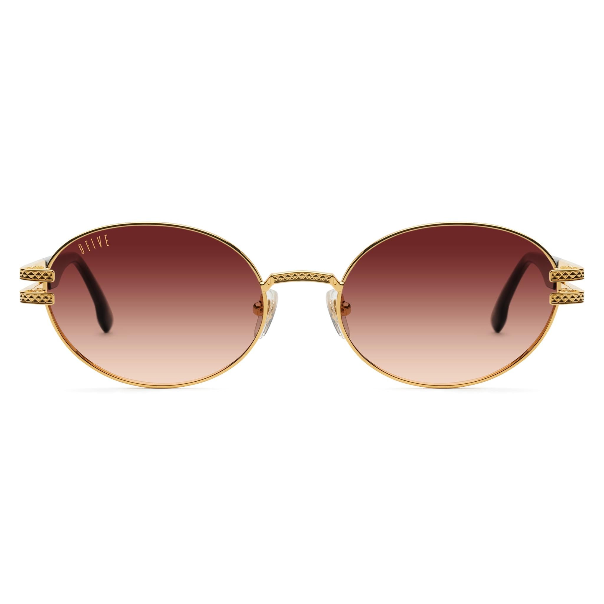 9FIVE Lotus Rum Gradient & 24K Gold Sunglasses — XL fit, front [g:rum-gradient s:xl o:1]